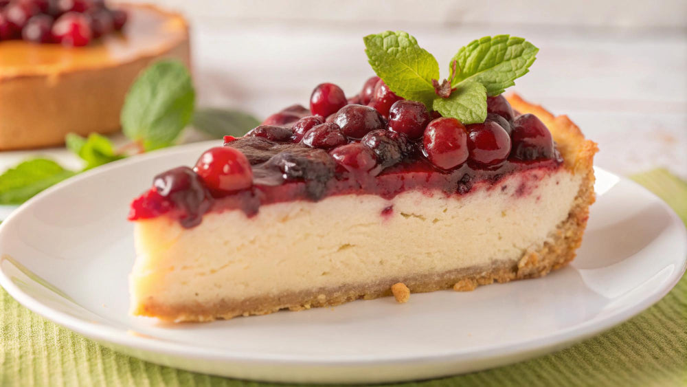 Cheesecake proteic fără coacere, cu iaurt și fructe de pădure