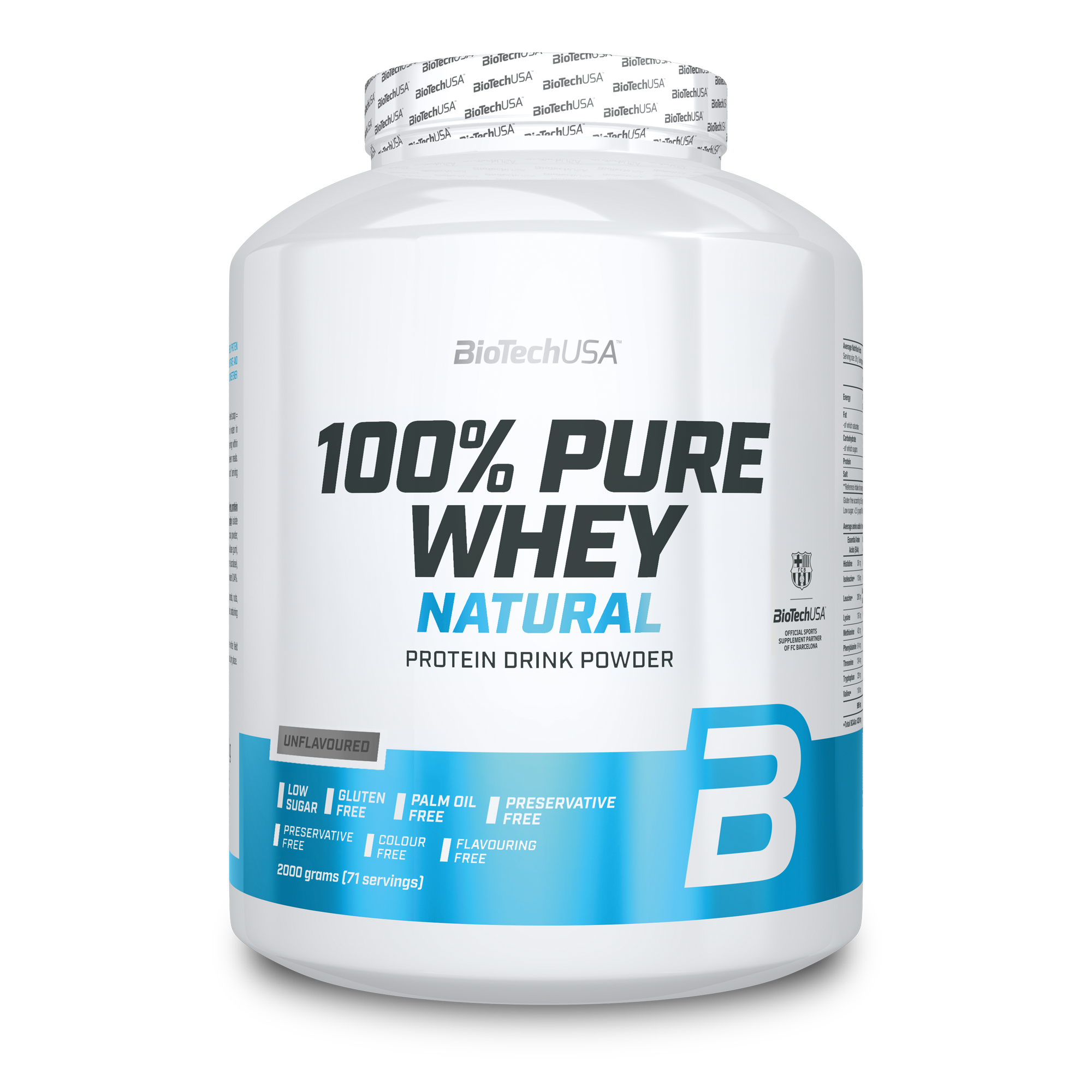 Proteina din Zer Fara Aroma, BioTechUSA, 100% Pure Whey Unflavored, 2000g