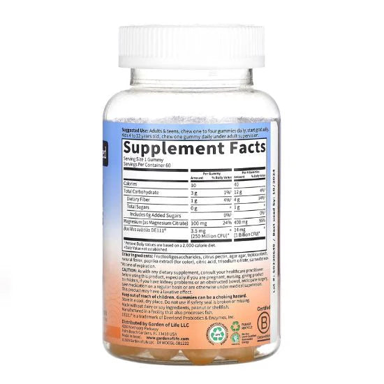 Magnesiu Prebiotice si Probiotice, Garden Of Life, Magnisium PRE & Probiotics, 60 Gummies