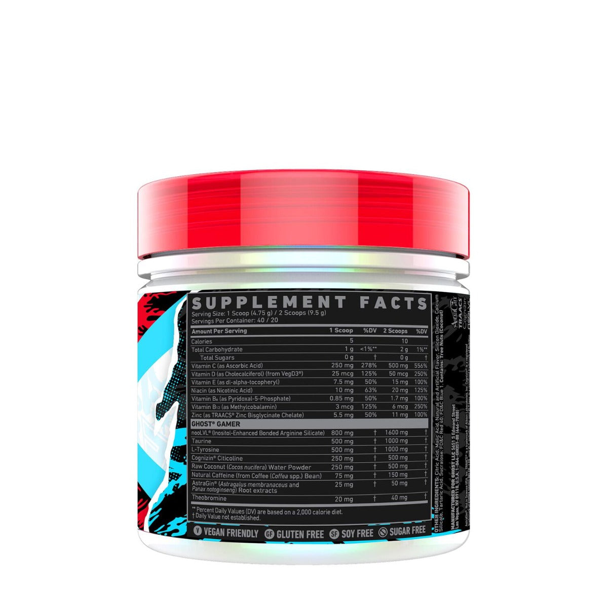 Supliment pentru Energie si Concentrare, Ghost, Gamer, 20/40 Servings