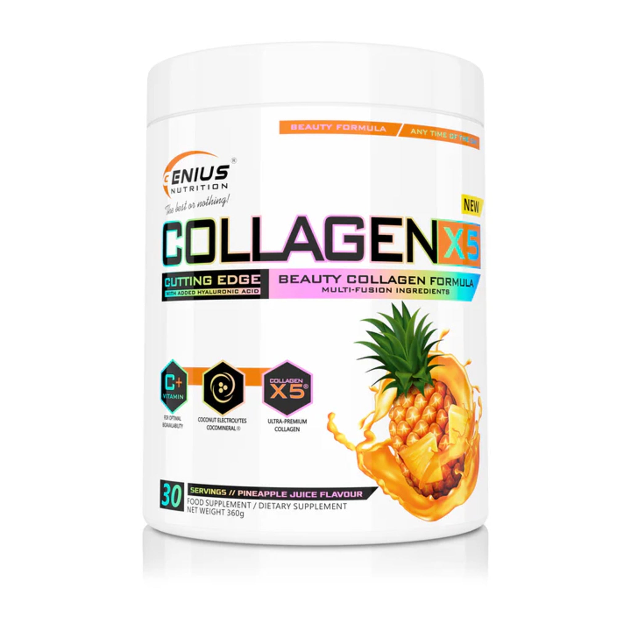 Colagen Pudra, Genius Nutrition, Collagen-X5, 360g