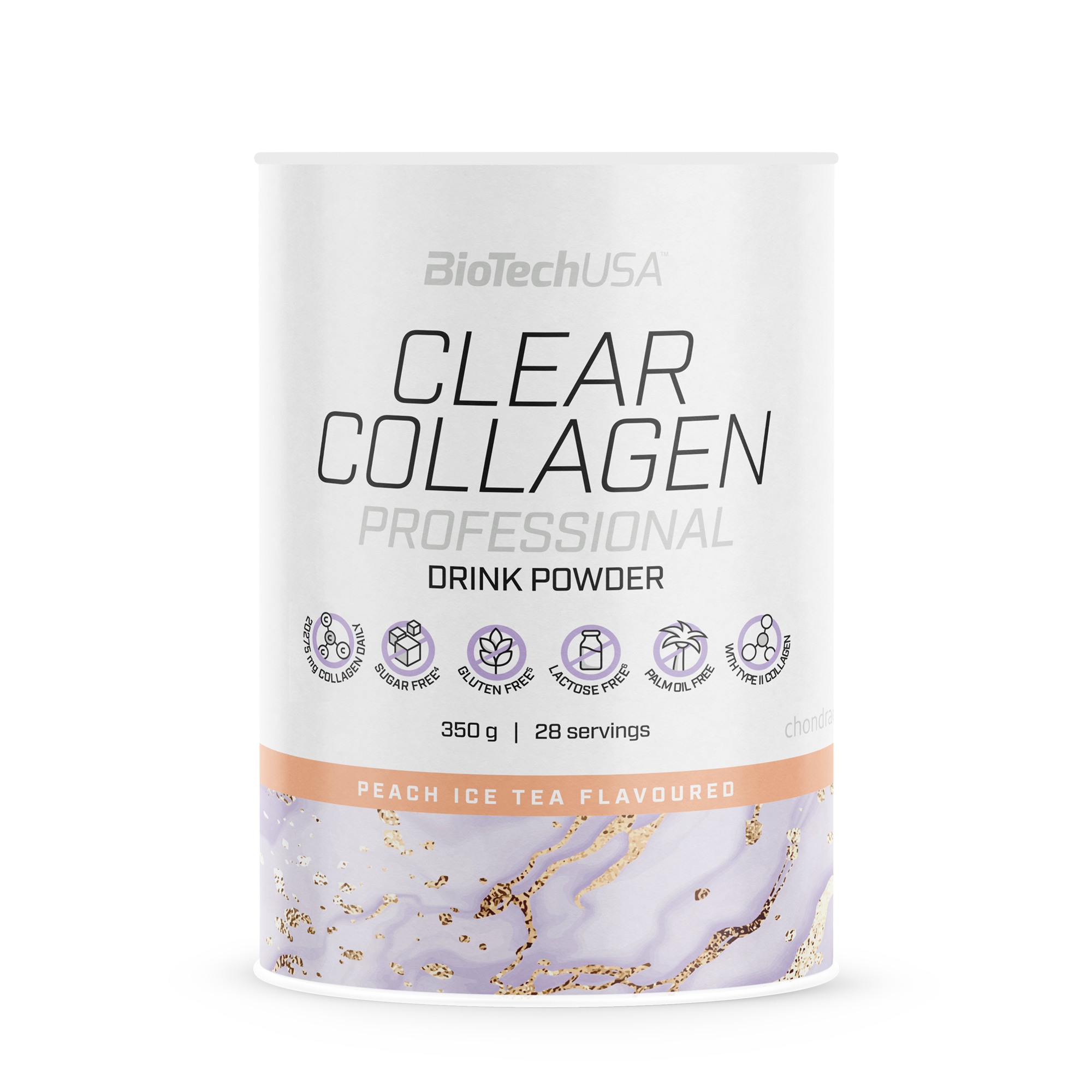 Colagen Pudra, BioTechUSA, Clear Collagen Professional, 350g, Peach Ice Tea