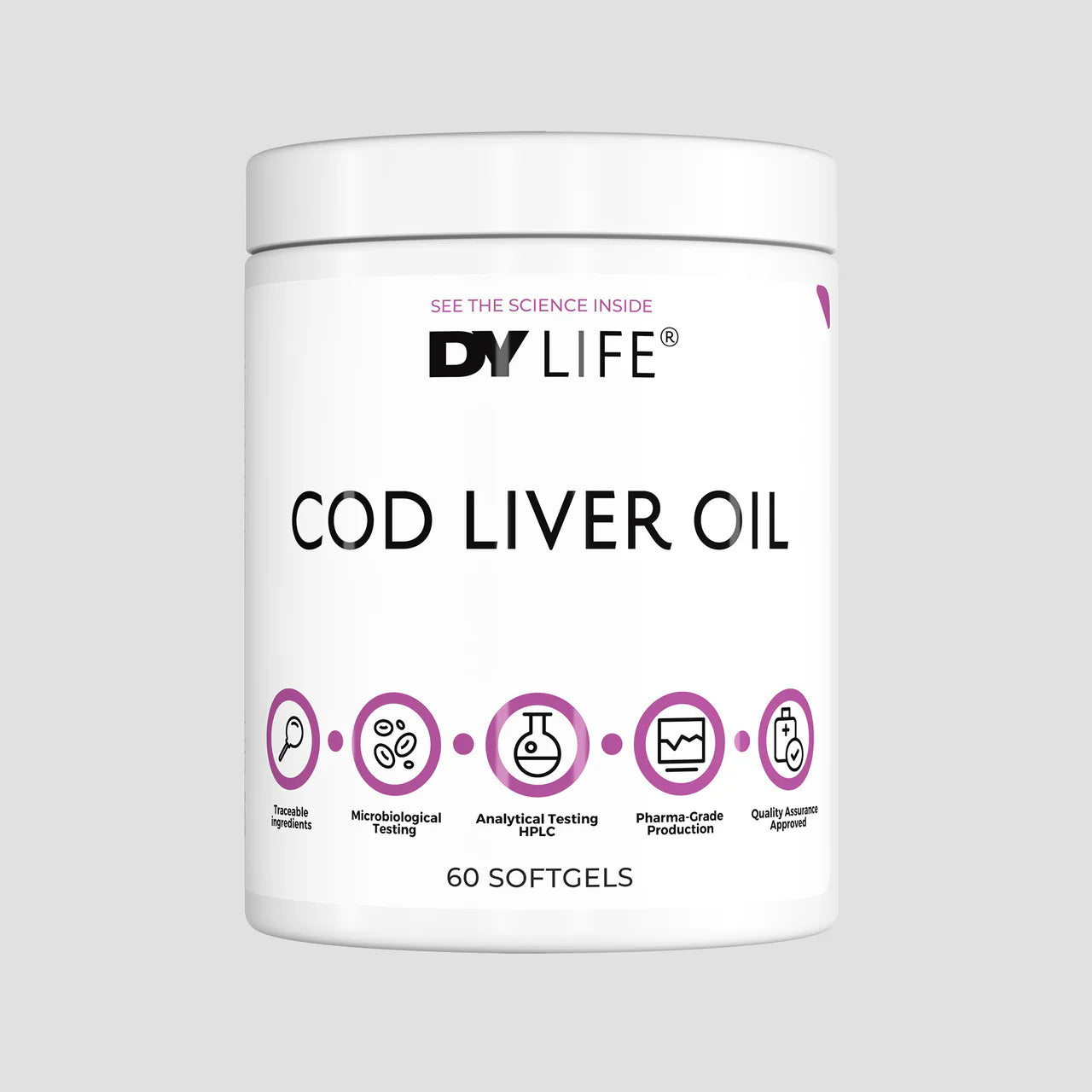 Ulei din Ficat de Cod Omega-3, DY Nutrition, Cod Liver Oil DY Life, 60 Softgels