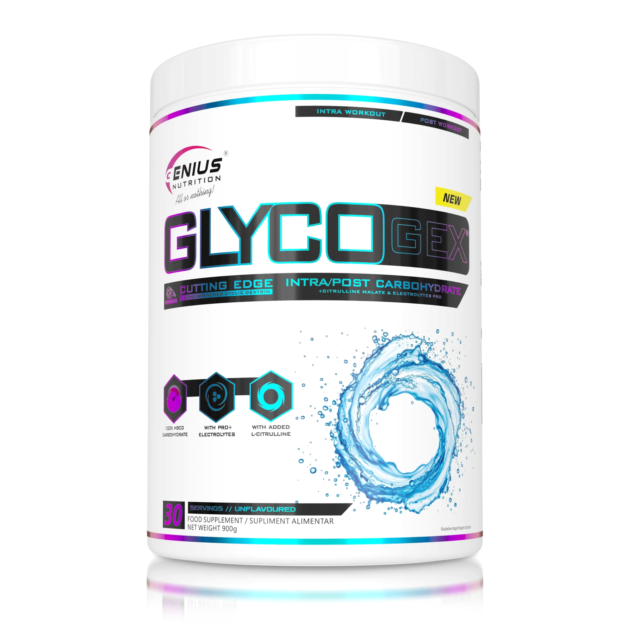 Complex Carbohidrati, Genius Nutrition, Glycogex, 900g