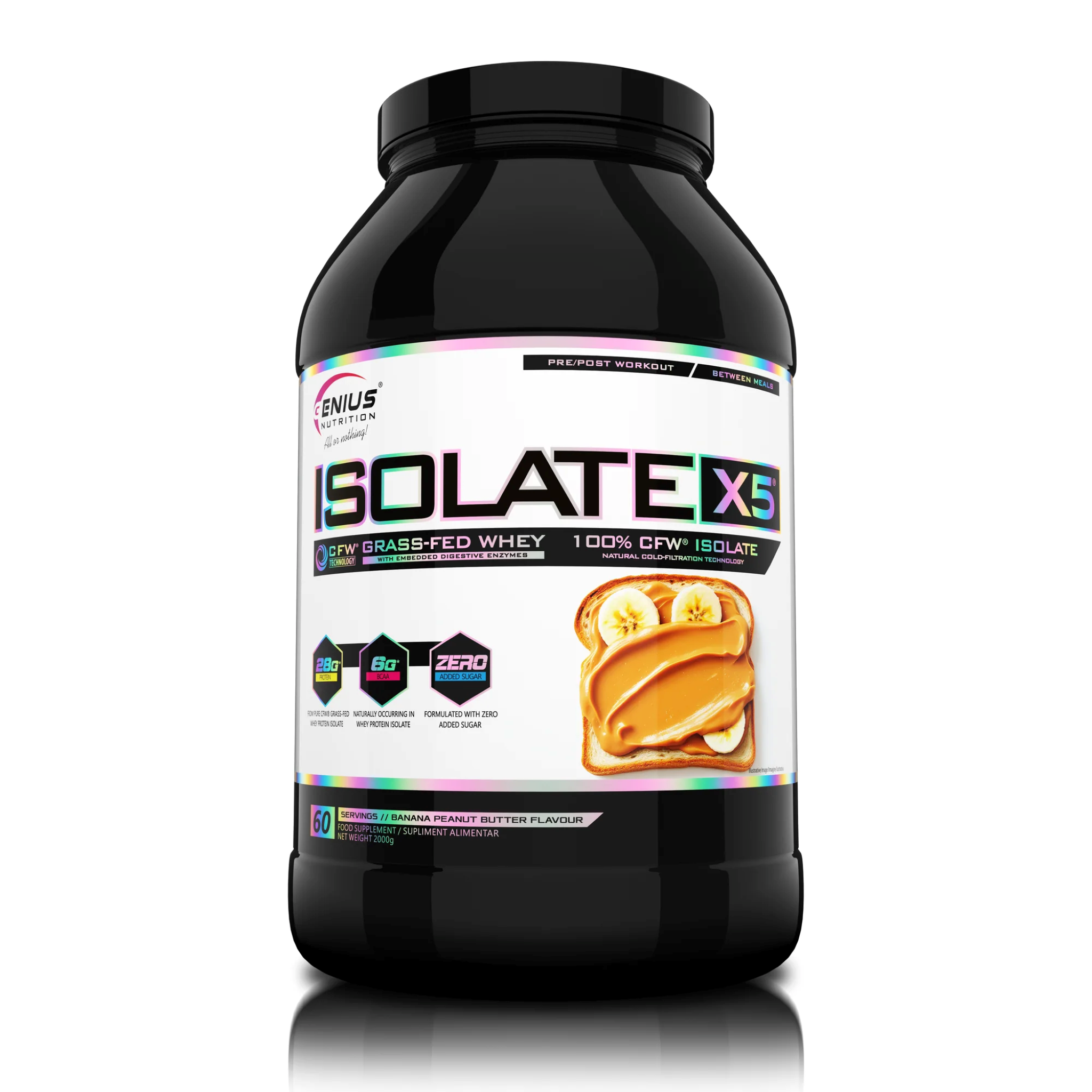 Proteina din Zer Izolata, Genius Nutrition, Isolate-X5, 2000g