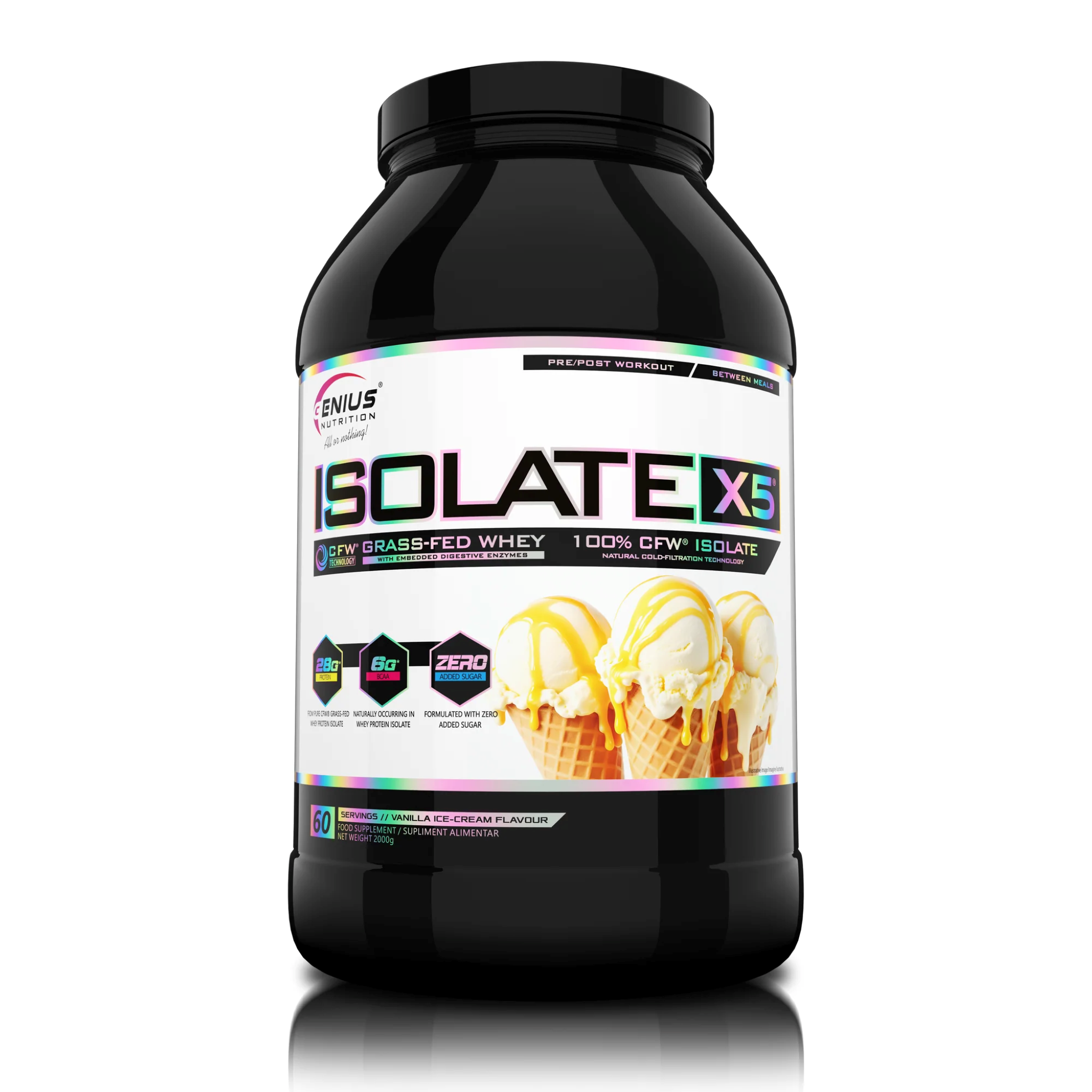 Proteina din Zer Izolata, Genius Nutrition, Isolate-X5, 2000g