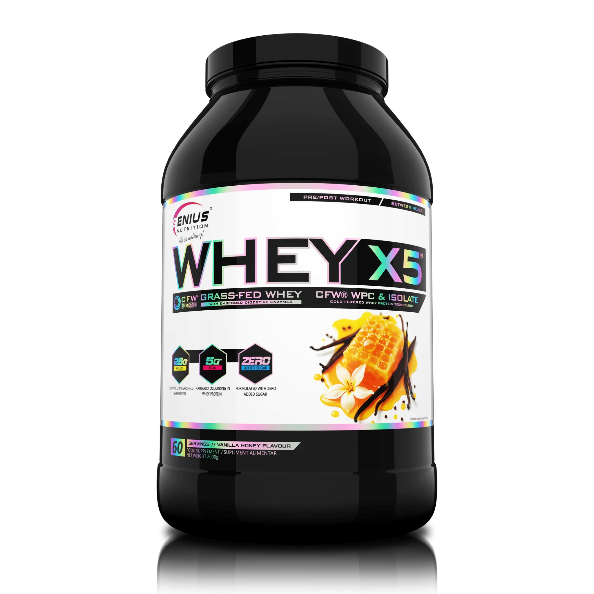 Proteine din Zer, Genius Nutrition, Whey-X5, 2000g