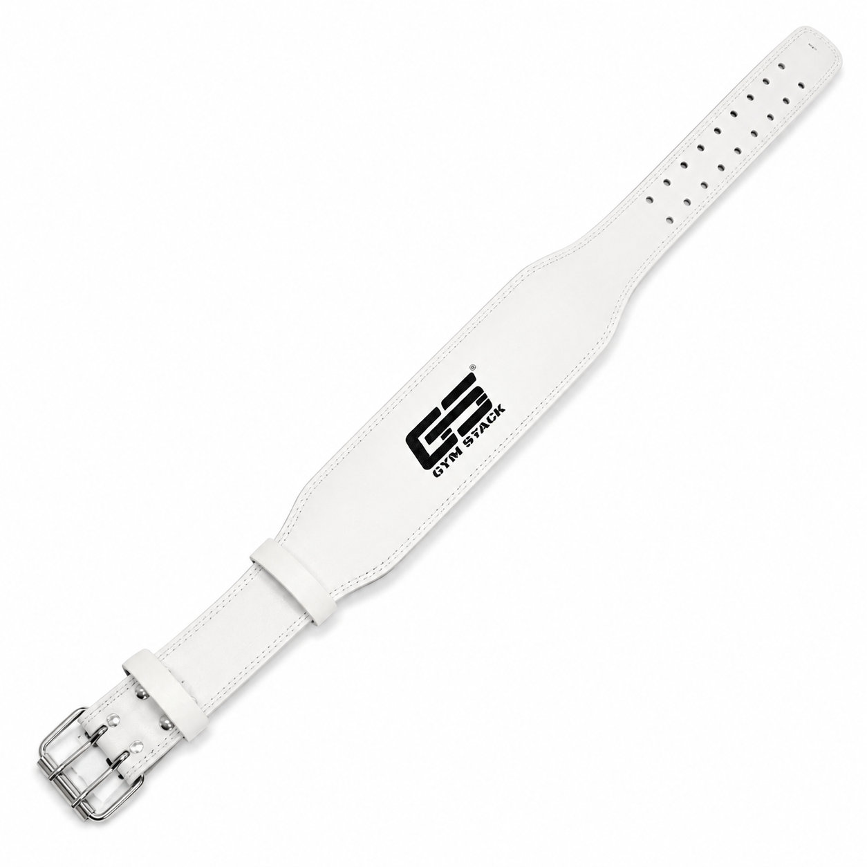 Centura Culturism, Gym Stack, Leather Weight Lifting Belt, White
