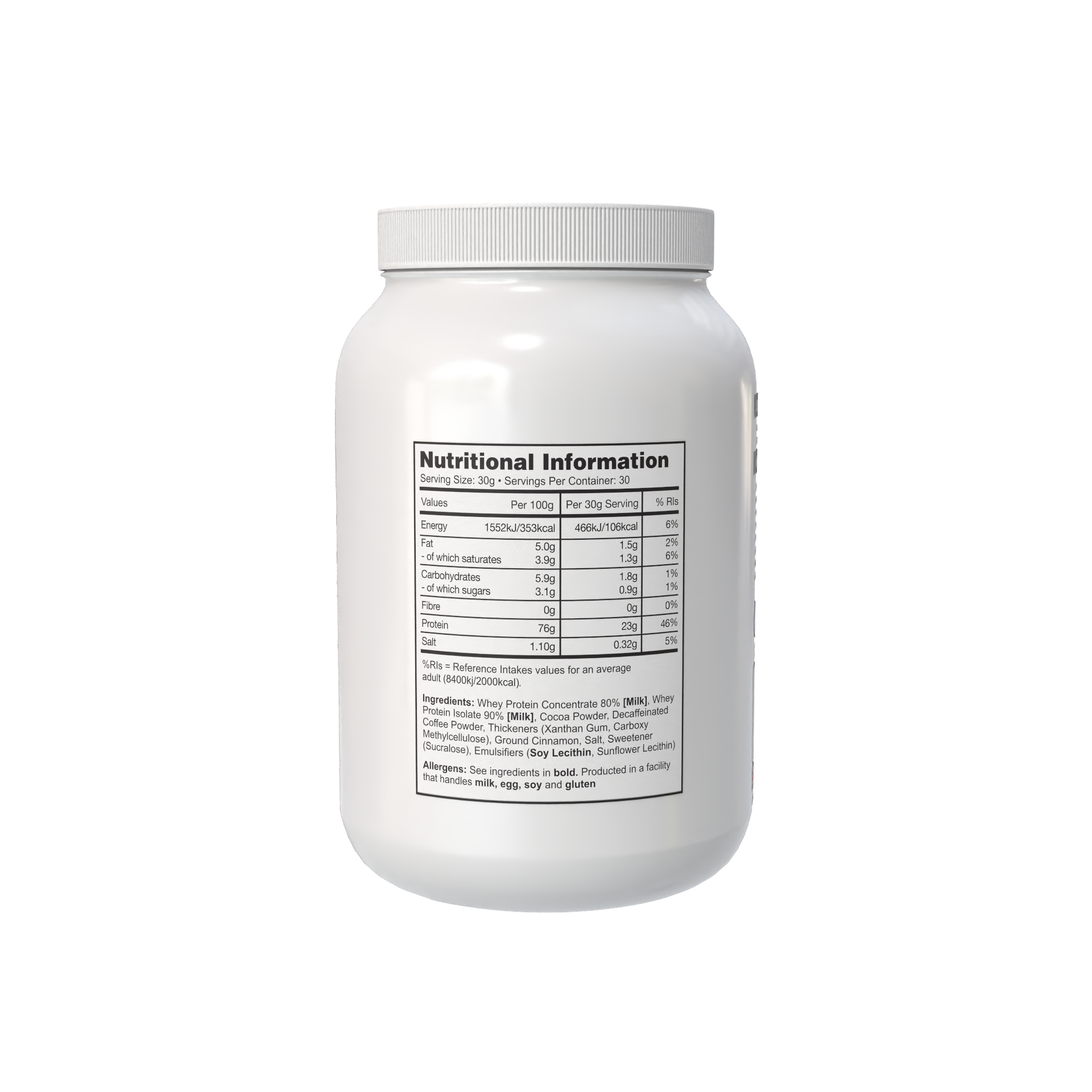 Informatii nutritionale ISO Grade Coffee Mocha 23g proteina 30 portii