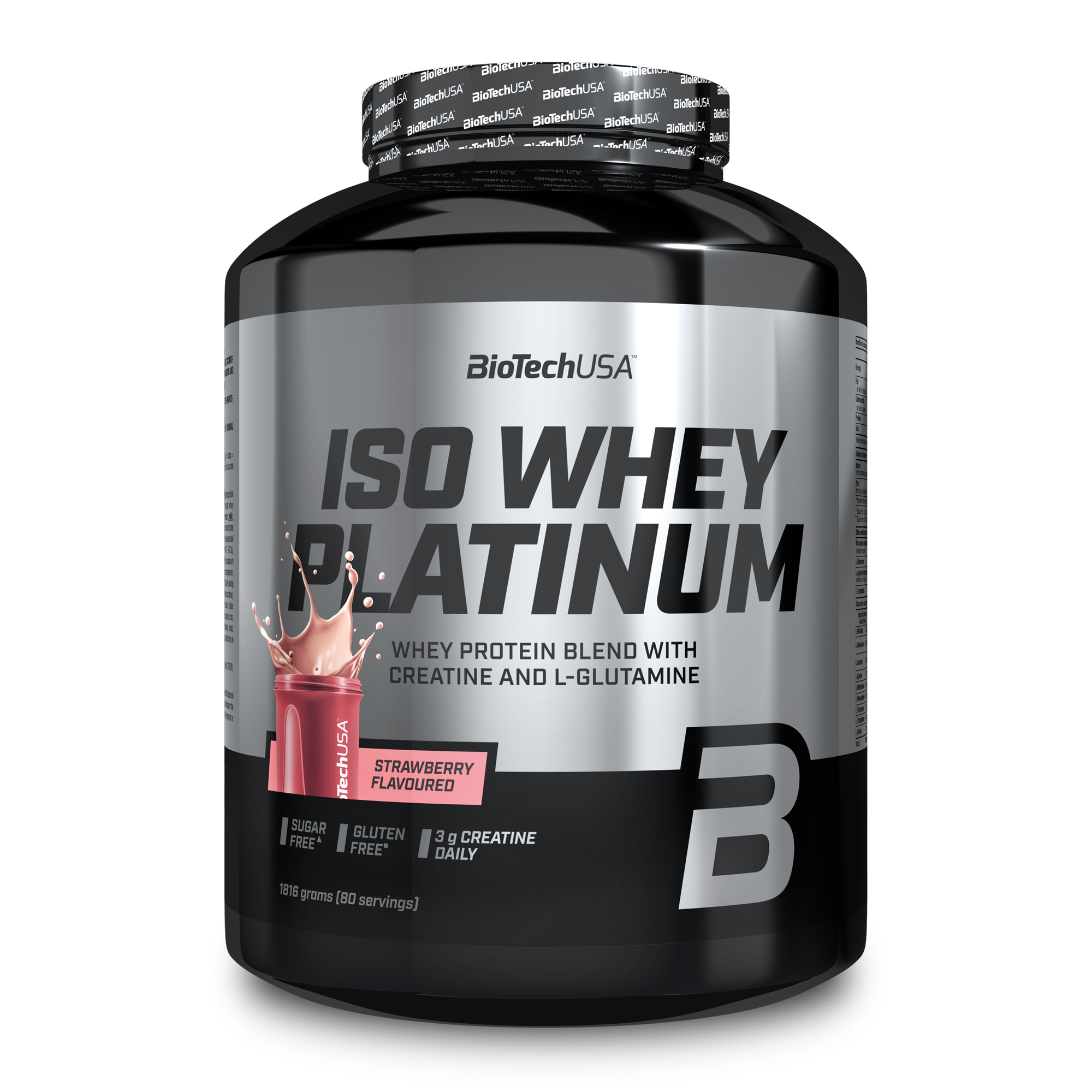 Proteina din Zer Izolat, BioTechUSA, Iso Whey Platinum, 1816g Strawberry