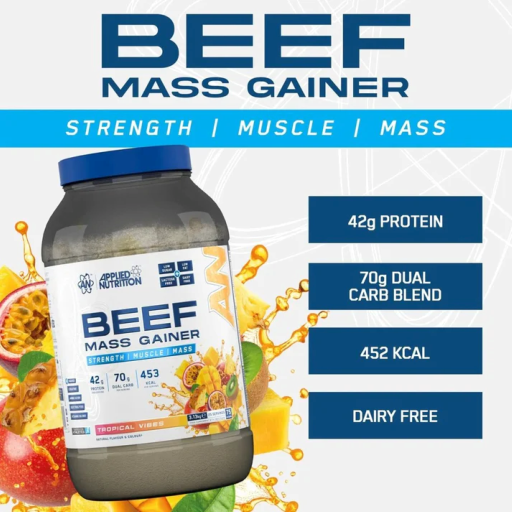 Proteina Masa Musculara, Applied Nutrition, Beef Mass Gainer, 3.13kg