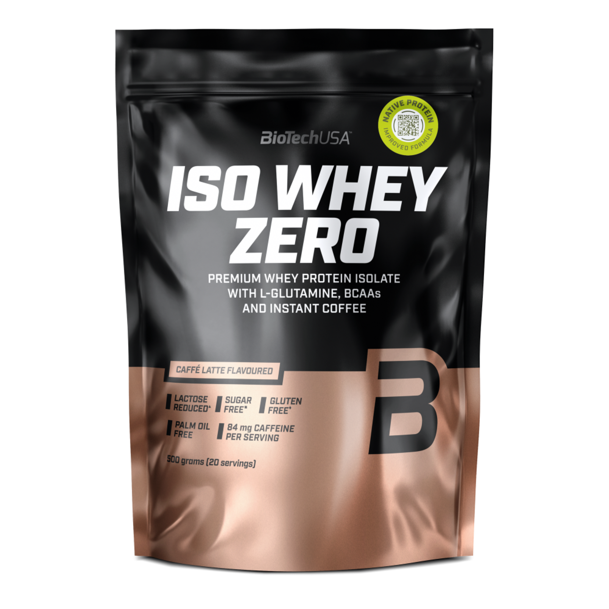 BioTechUSA Iso Whey Zero Lactose Reduced, Proteină din Zer Izolat cu Conținut Scăzut de Lactoză, 500g