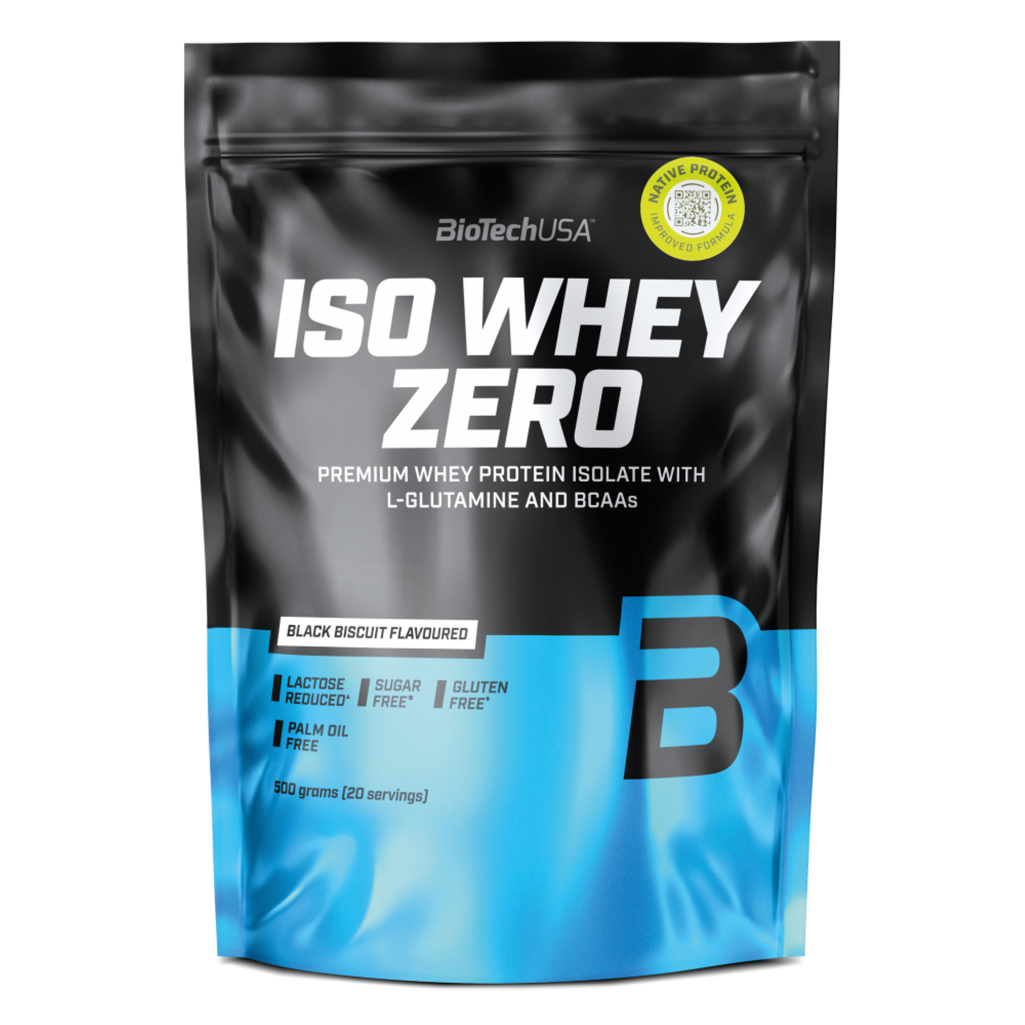 BioTechUSA Iso Whey Zero Lactose Reduced, Proteină din Zer Izolat cu Conținut Scăzut de Lactoză, 500g