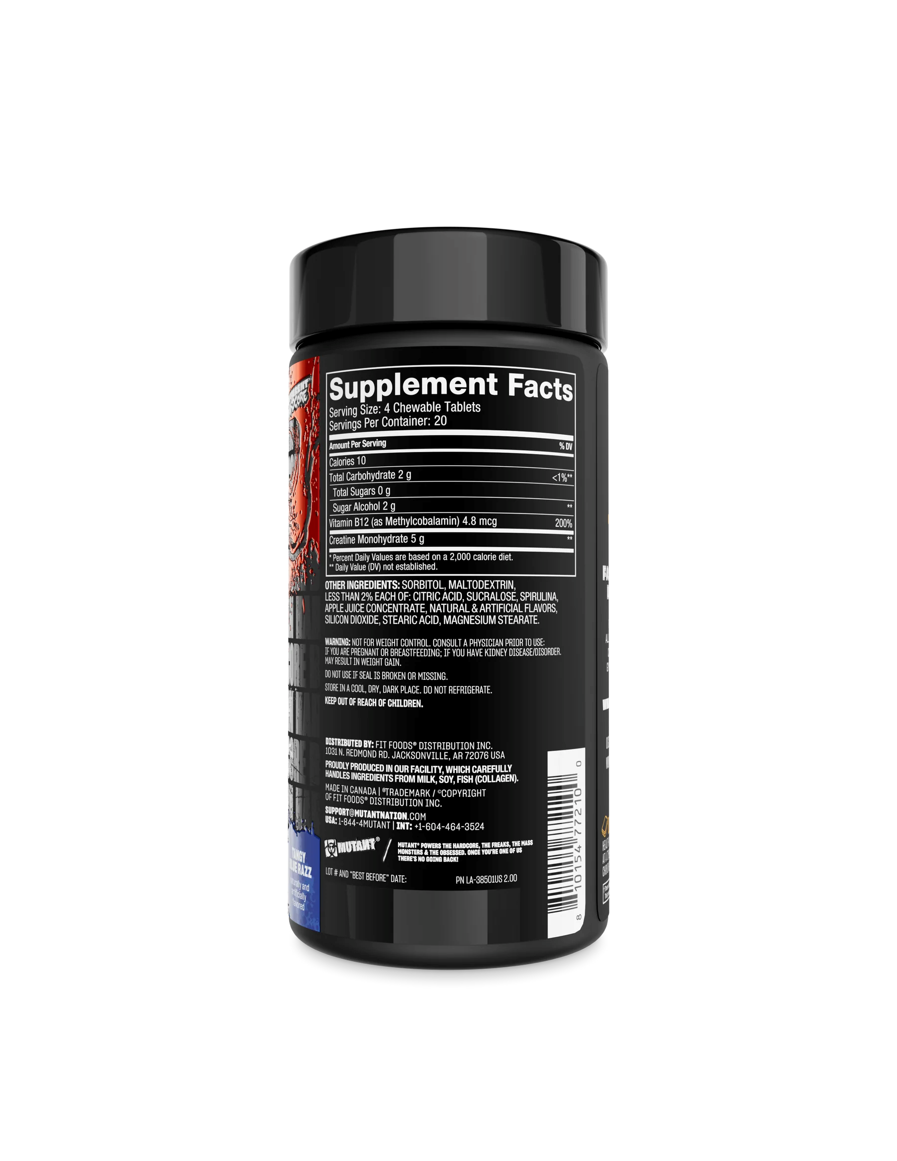 Creatina Masticabila, Mutant, Creatine Bytz, Chewable Creatine, 80 Tablete Masticabile