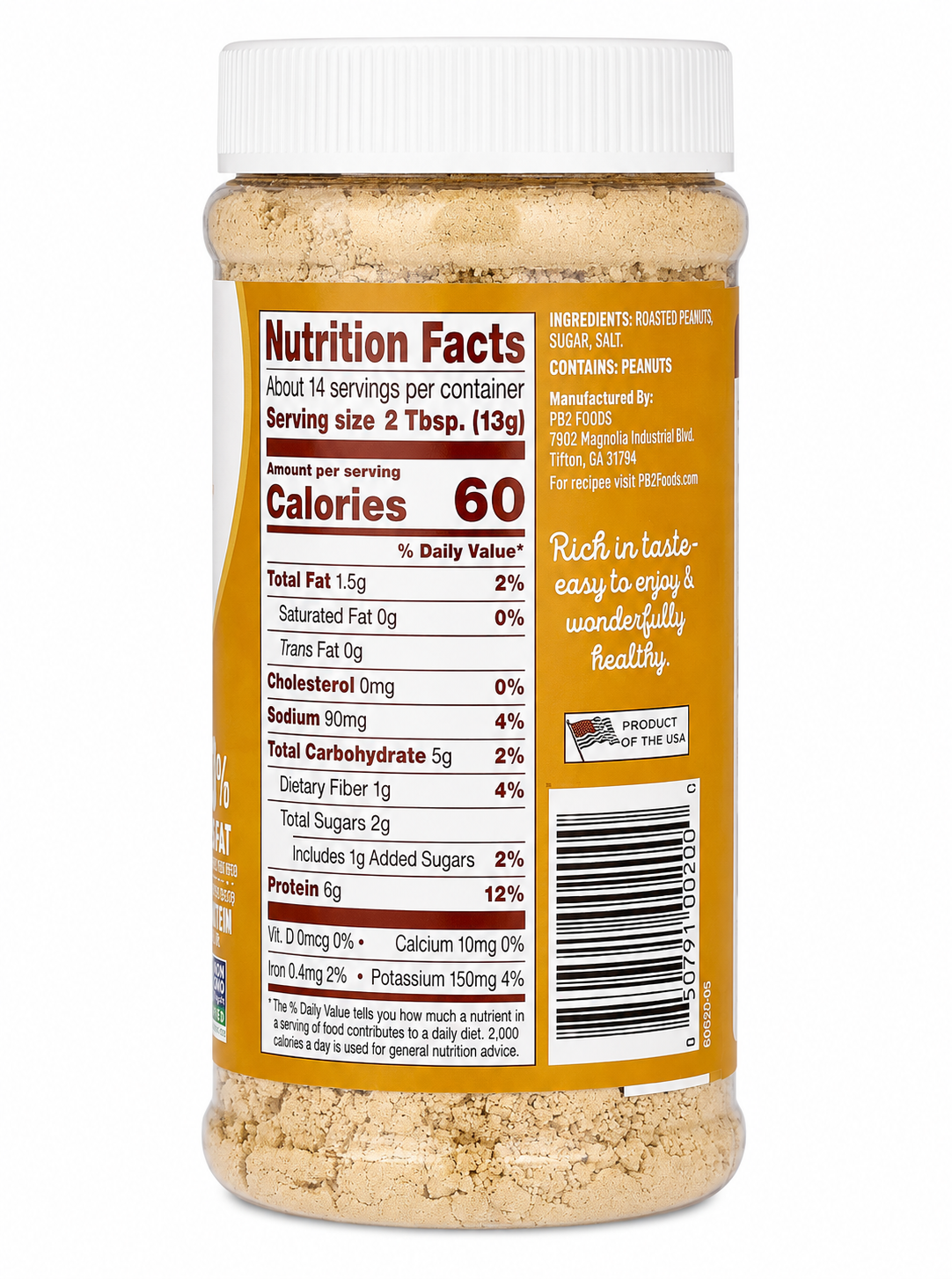 Unt de Arahide Pudra, PB2 Foods, Original Powdered Peanut Butter, 184g