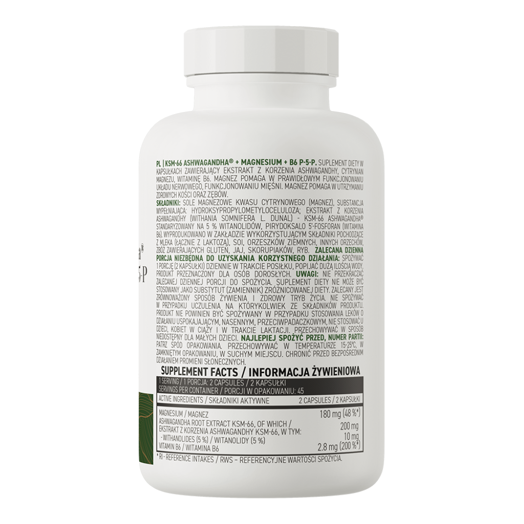 Extract de Ashwagandha, OstroVit, KSM-66 Ashwagandha + Magnesium + B6 P-5-P, 90 Capsule