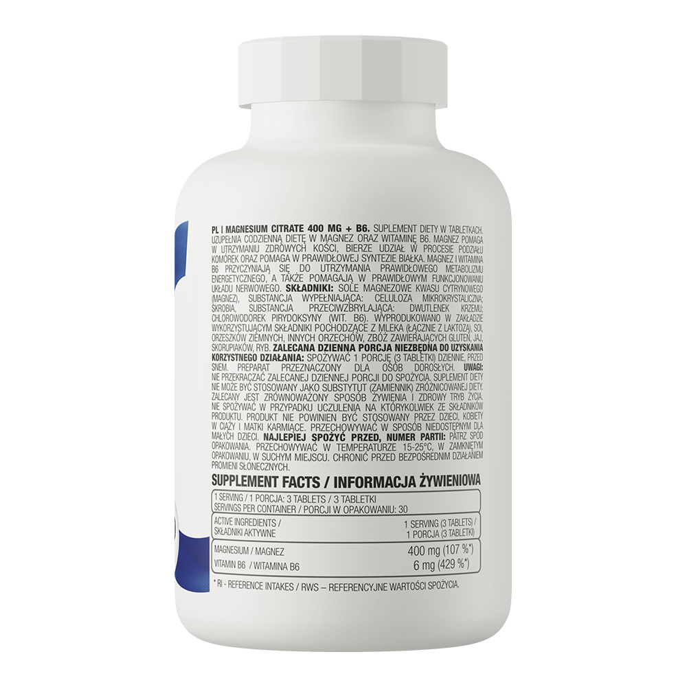 Magneziu Citrat + B6, OstroVit, Magnesium Citrate + B6, 90 Tablete