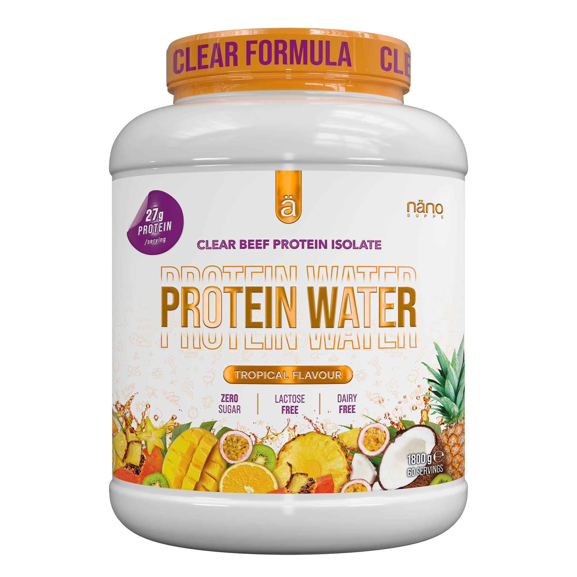 Proteina din Vita Isolate Clear, Nanosupps, Protein Water, 1800g