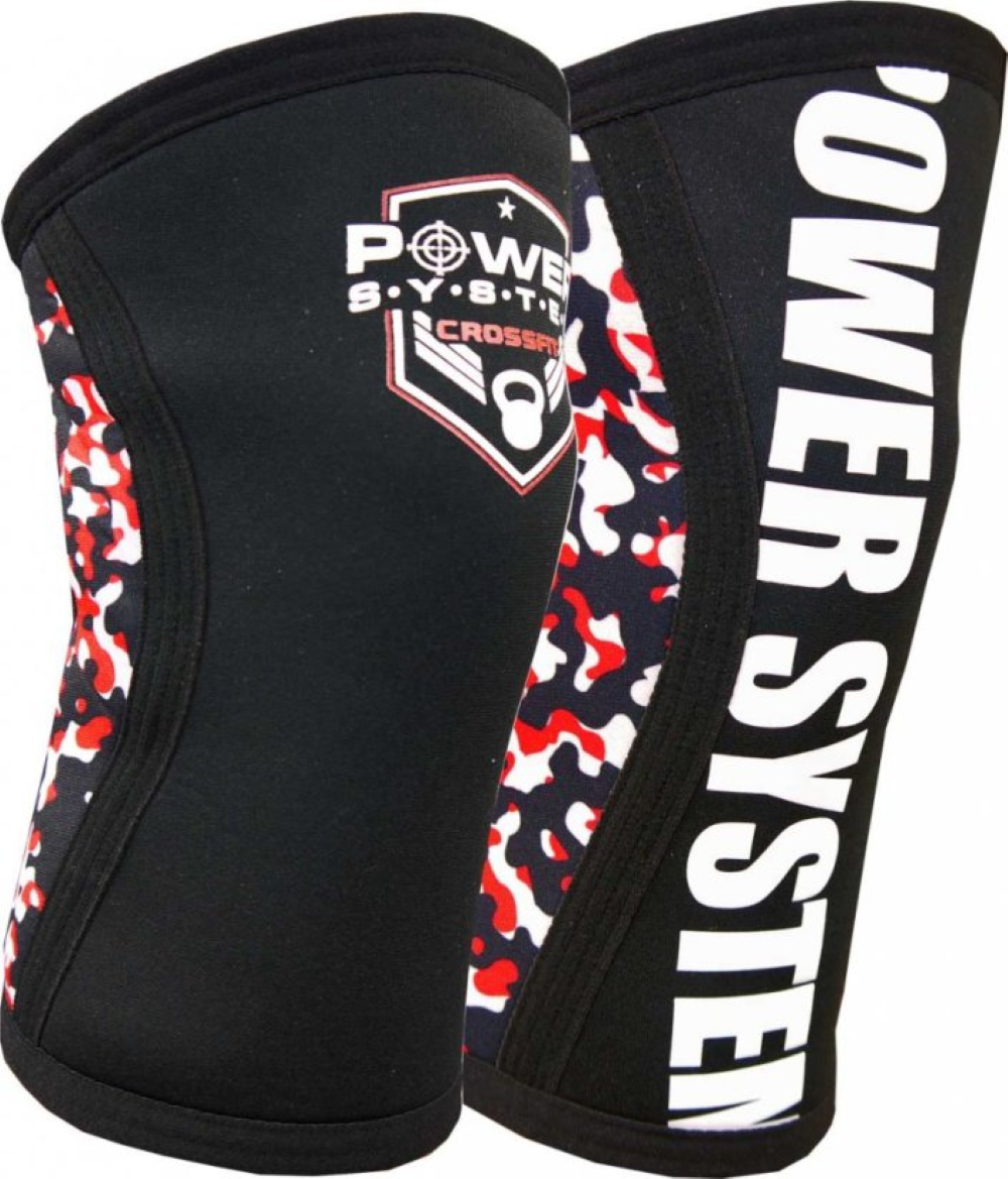 Fase pentru Genunchi, Power System, Neoprene Knee Sleeves, Camo Red/Black
