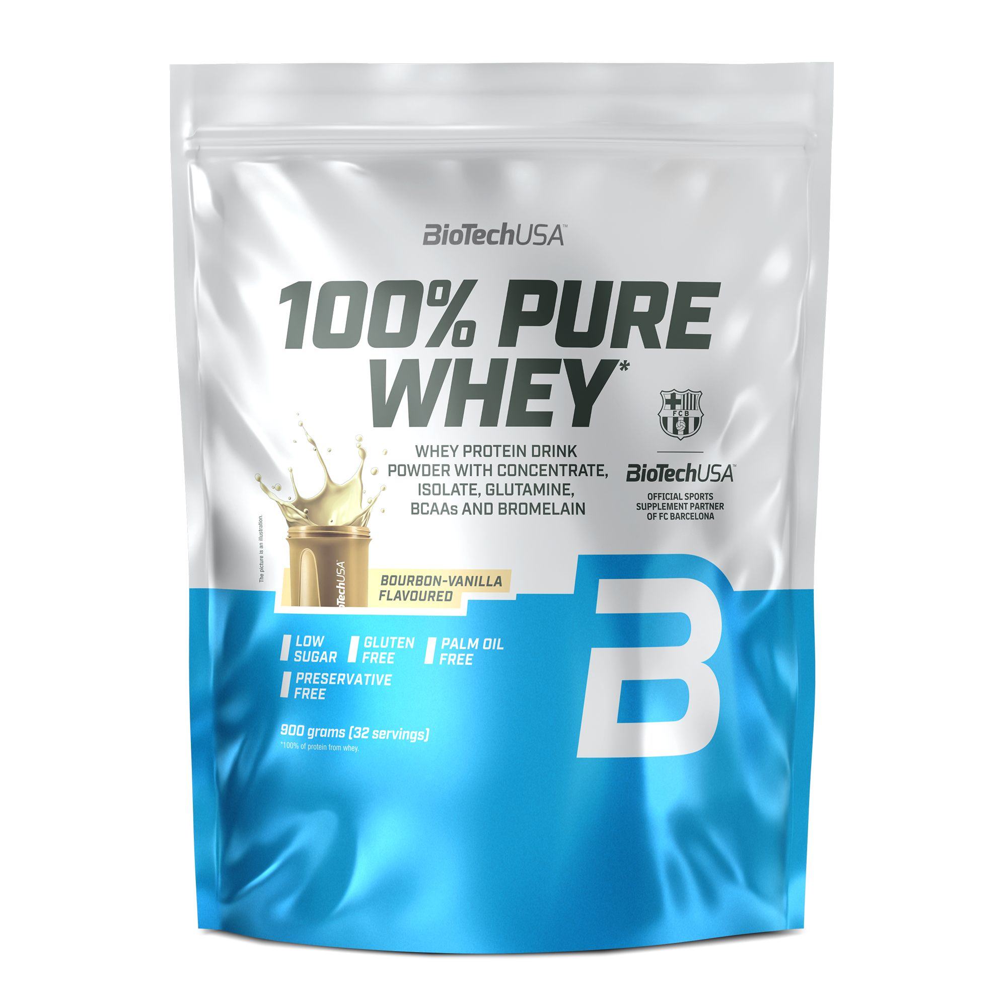 Proteina din Zer, BiotechUSA, 100% Pure Whey, 900g,Bourbon-Vanilla