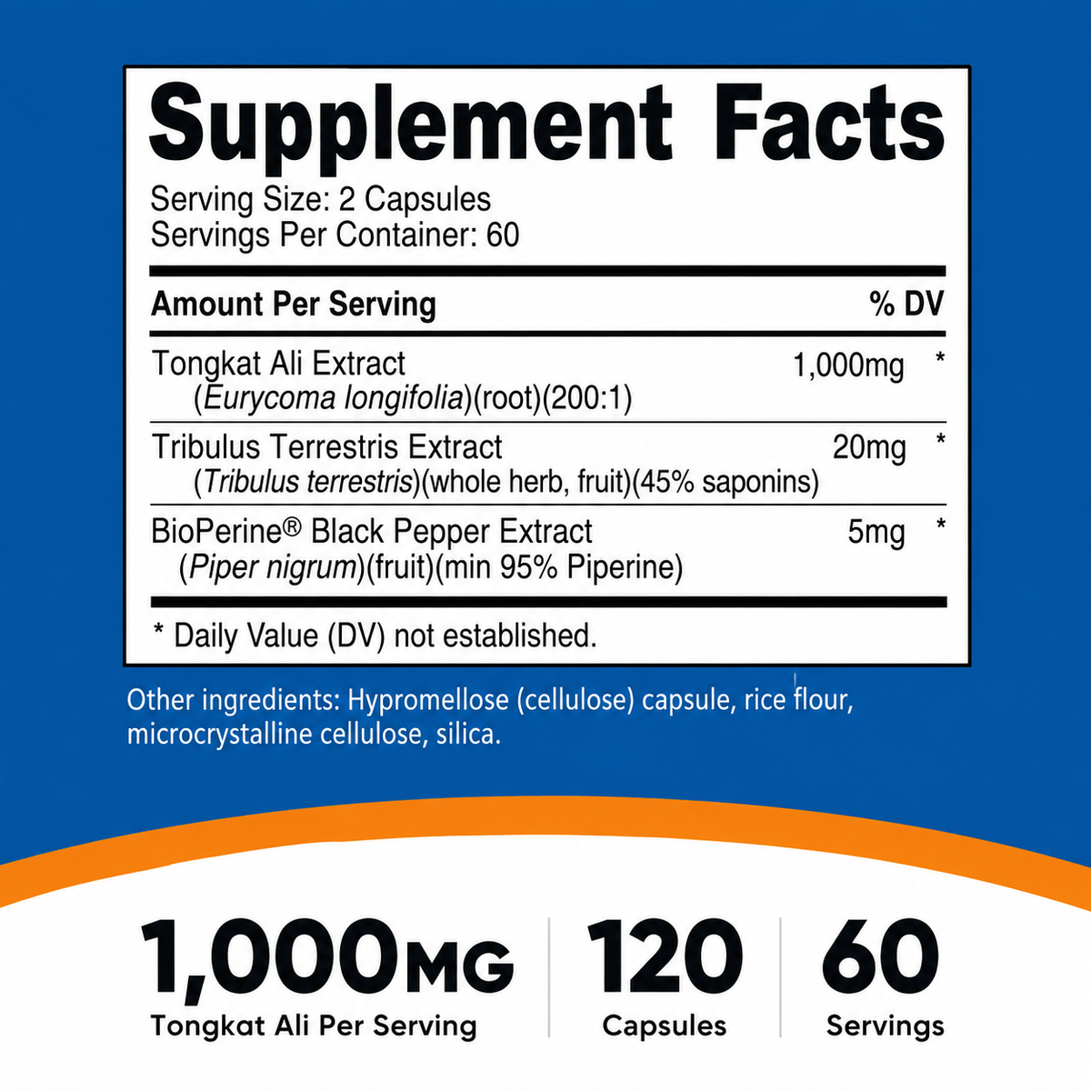 Extract de Tongkat Ali, Nutricost, Tongkat Ali 200:1 Extract, 120 Capsule