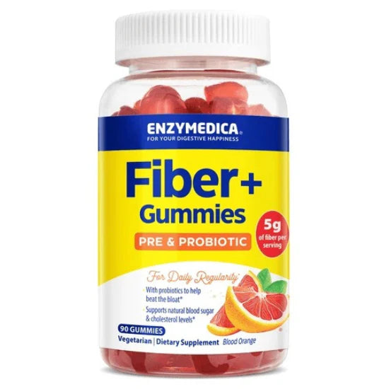 Fibre Prebiotice si Probiotice, Enzymedica, Fiber+ Gummies Blood Orange, 90 Gummies