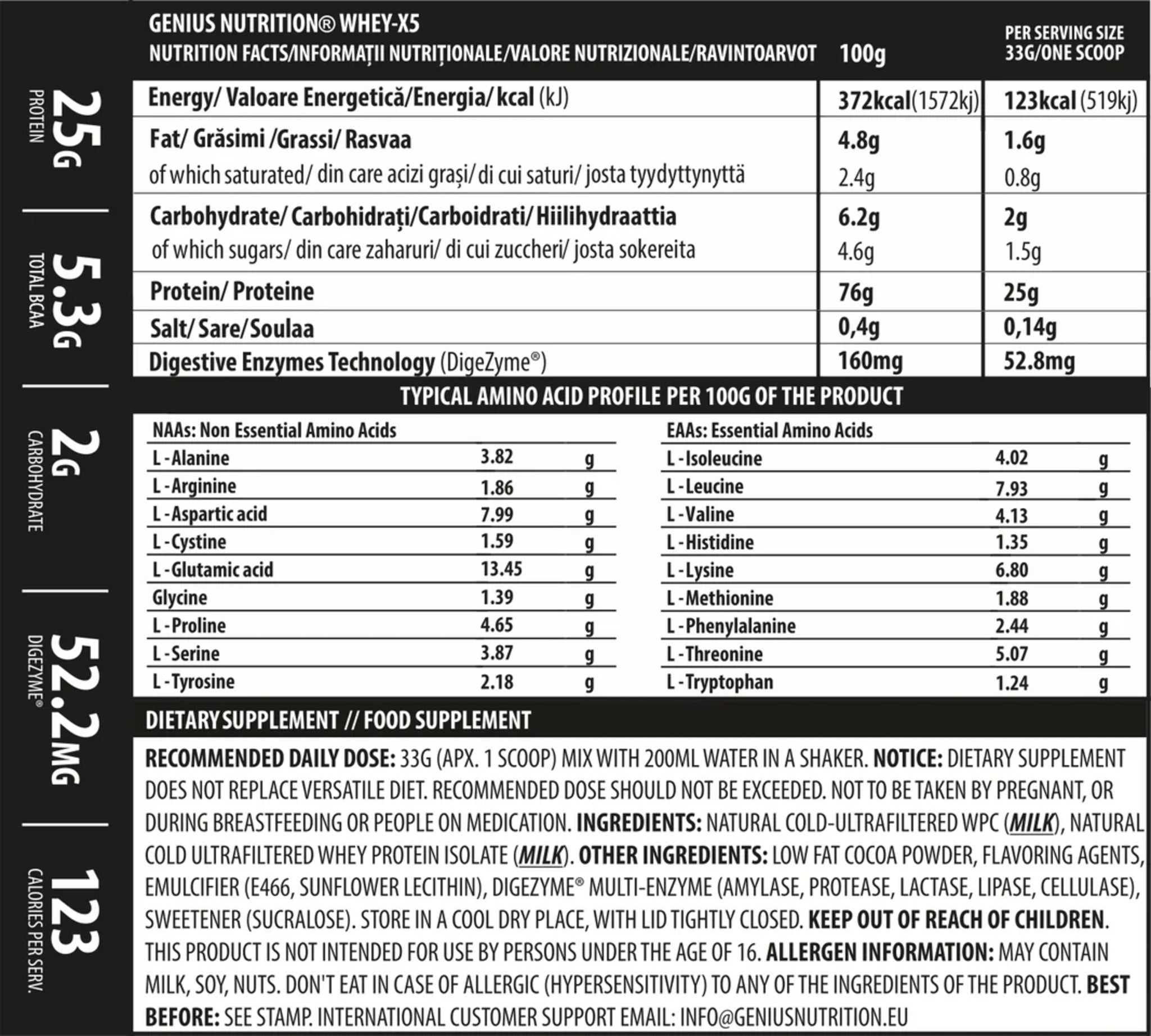 Proteine din Zer, Genius Nutrition, Whey-X5, 2000g