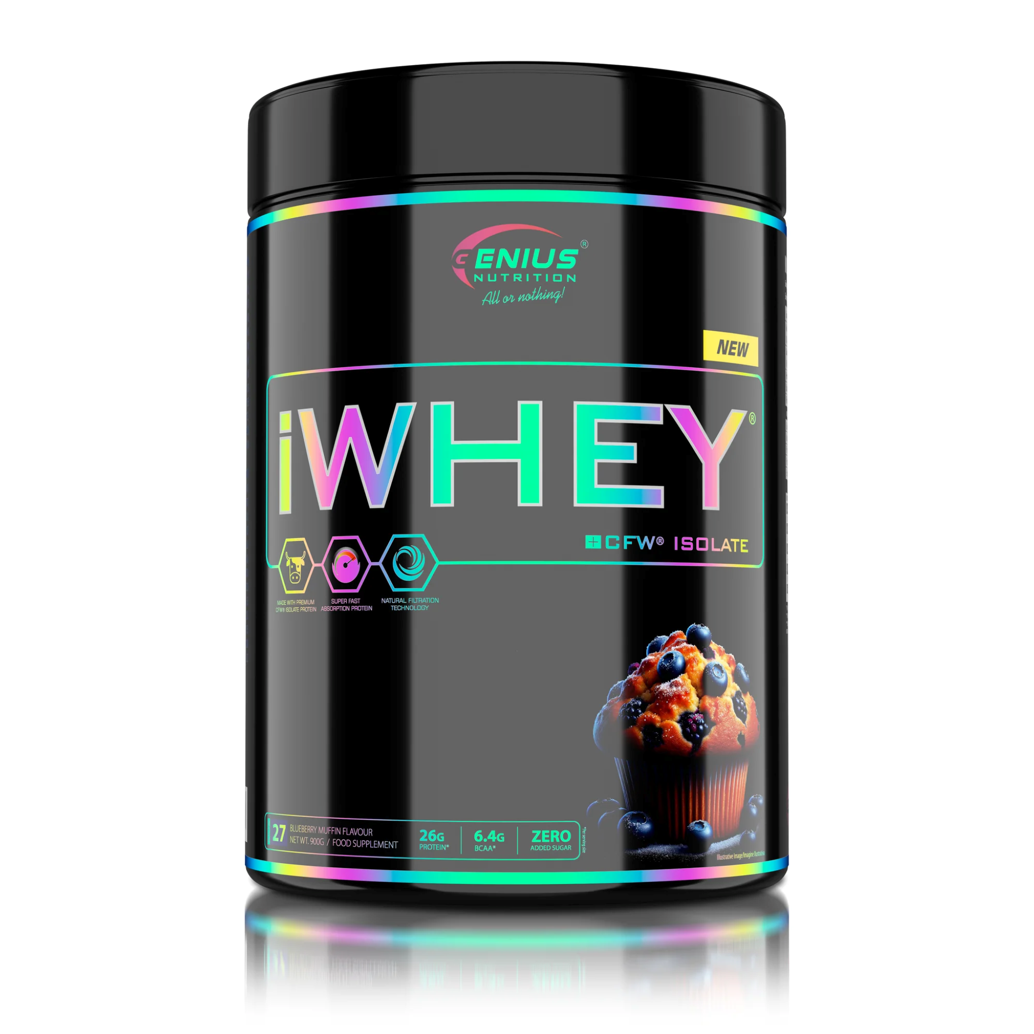 Proteina din Zer Izolat, Genius Nutrition, iWhey Isolate, 900g