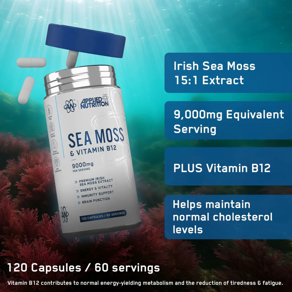 Muschi de Mare, Applied Nutrition, Sea Moss & Vitamin B12, 120 Capsule