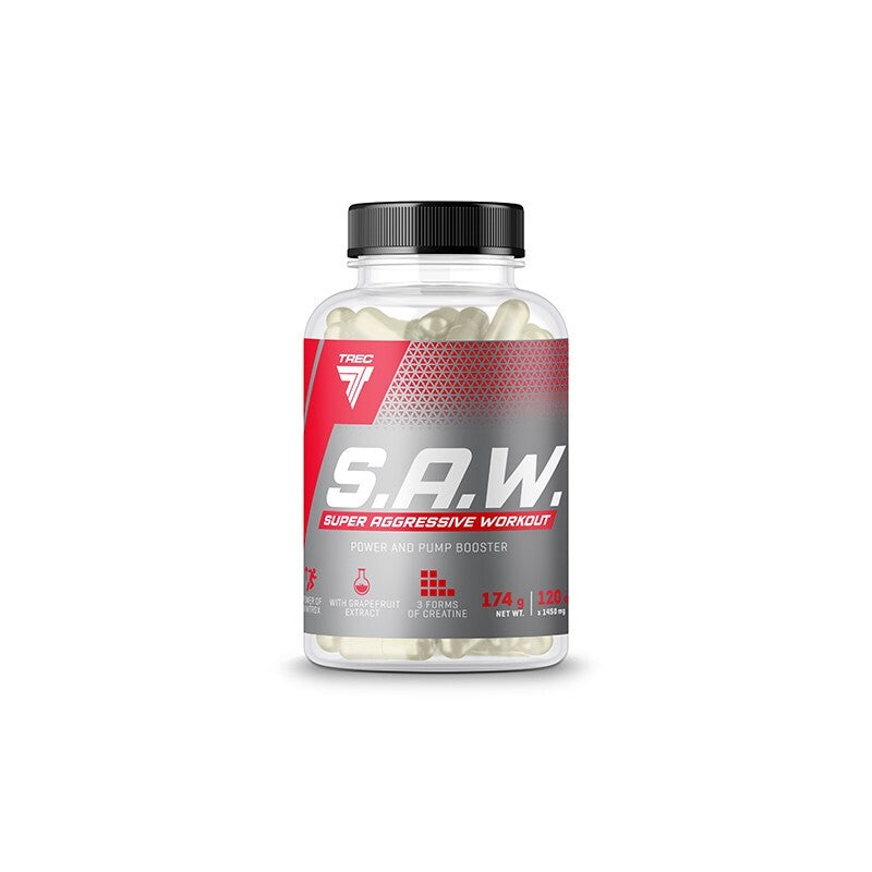 Pre-Workout, Trec Nutrition, S.A.W., Super Aggressive Workout, 120 Capsule