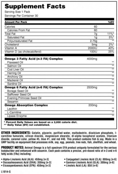 Acizi Grasi Esentiali, Universal, Animal Omega, 30 Packs