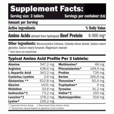 Aminoacizi din vita Universal Beef Aminos 200 Tabs