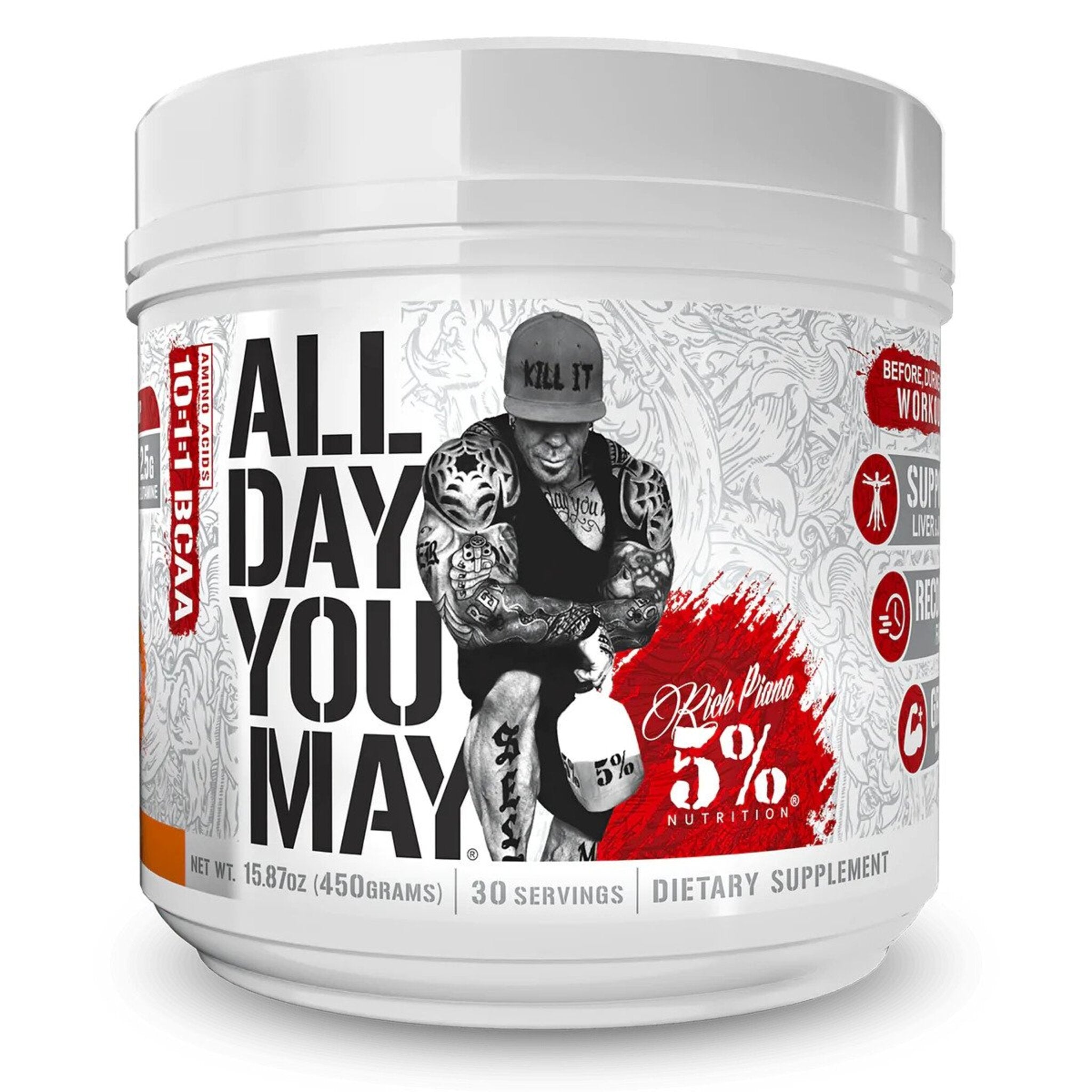 Aminoacizi pudra, 5% Nutrition Rich Piana, All Day You May, 465g
