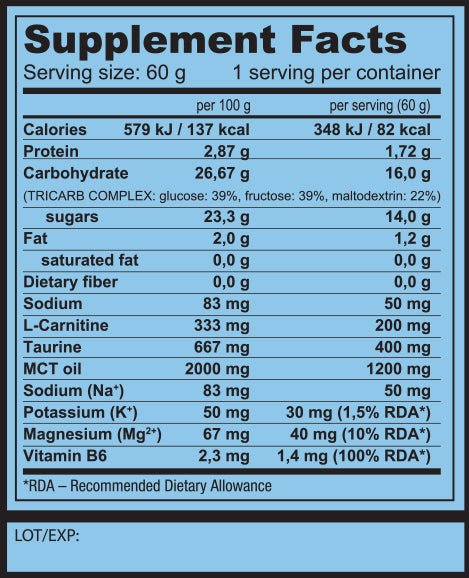 Intra workout, BioTechUSA Energy Gel Pro, 60g