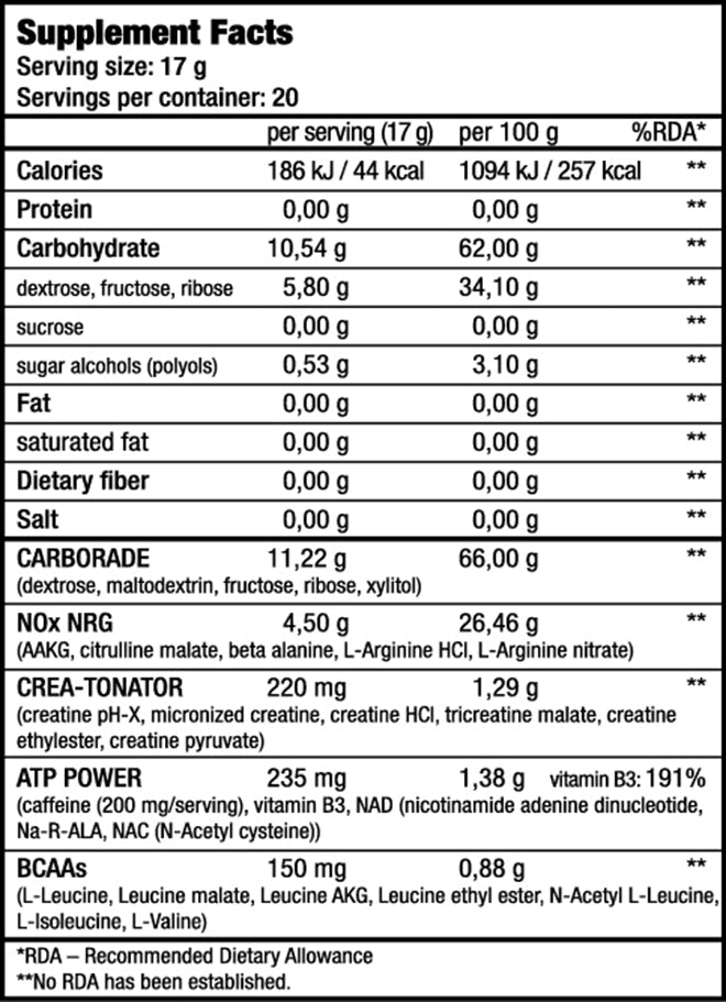 Pre-Workout Pudra, BioTechUSA, Nitrox Therapy, 340g