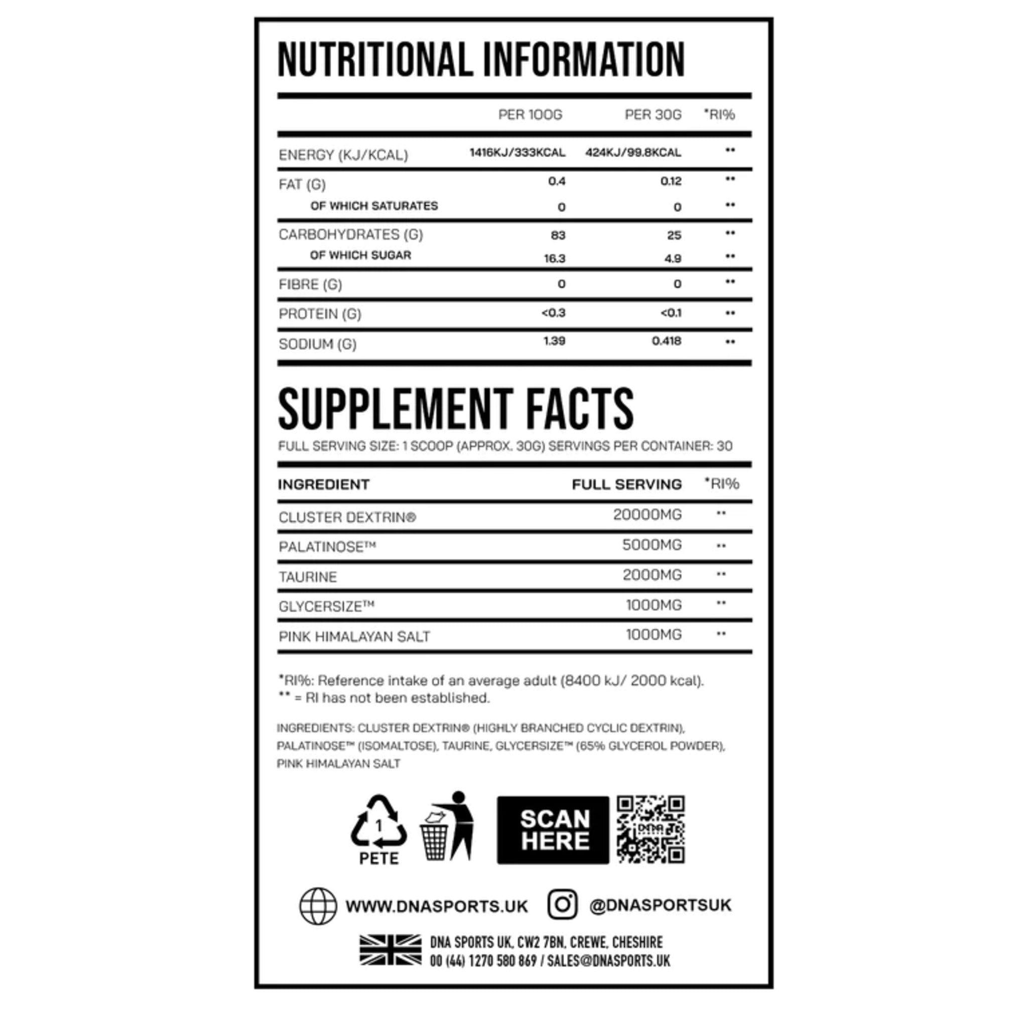 Complex Carbohidrati, DNA Sports, Carbon, 900g