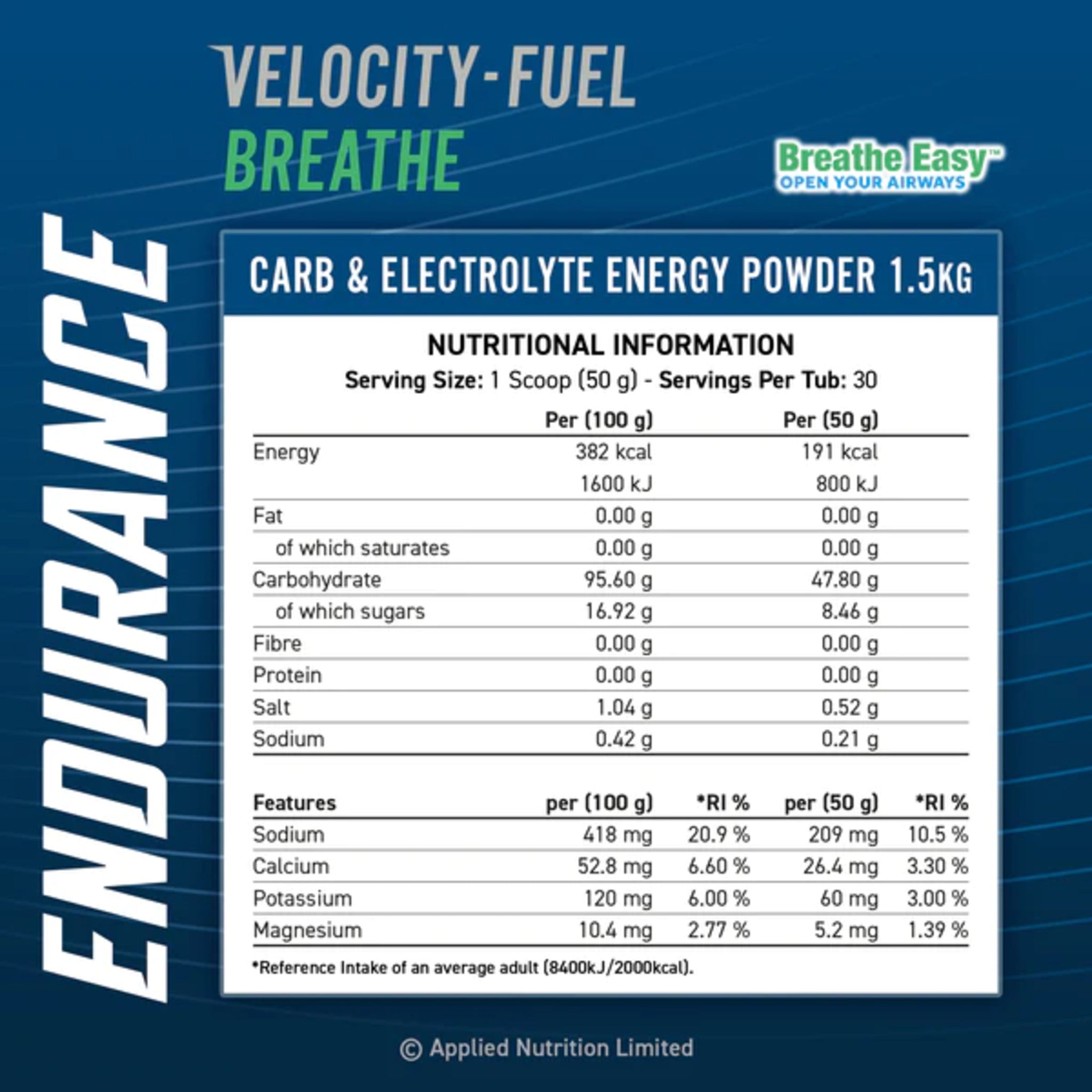 Complex Carbohidrati si Electroliti, Applied Nutrition, Carb & Electrolyte, Velocity-Fuel Breathe, 1500g