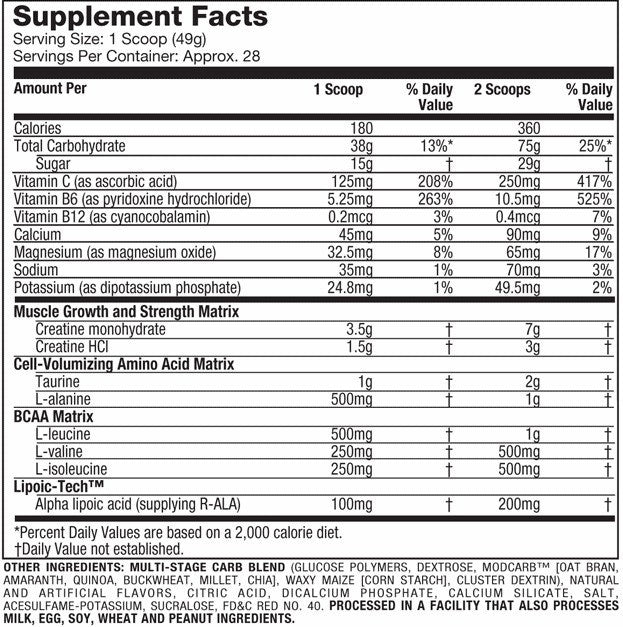 Supliment pe Baza De Carbohidrati Si Creatina, Muscletech, Cell-Tech, 2270g