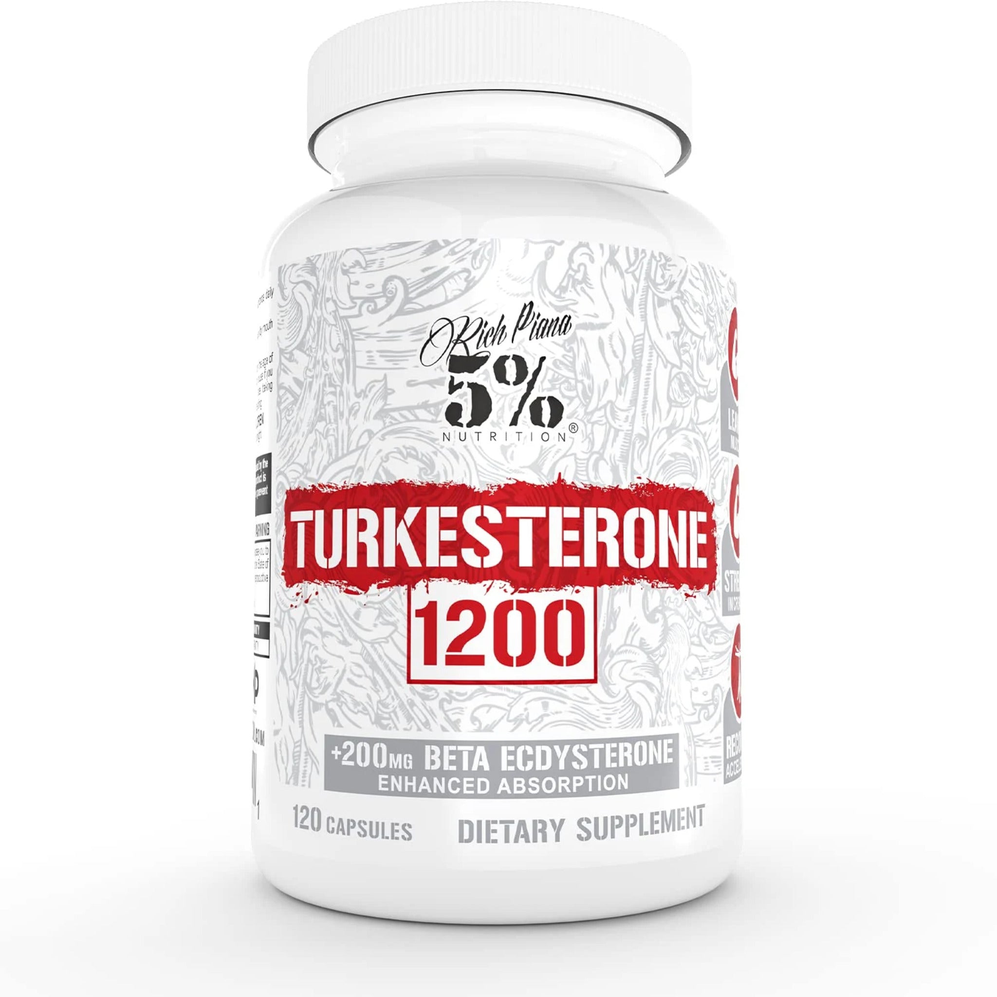 Performanta Sportiva, 5% Rich Piana, Turkesterone 1200, 120caps