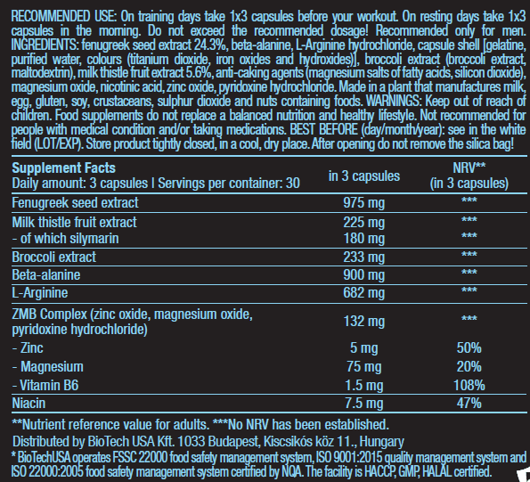 Performanta sportiva - BioTechUSA Black Test 90caps