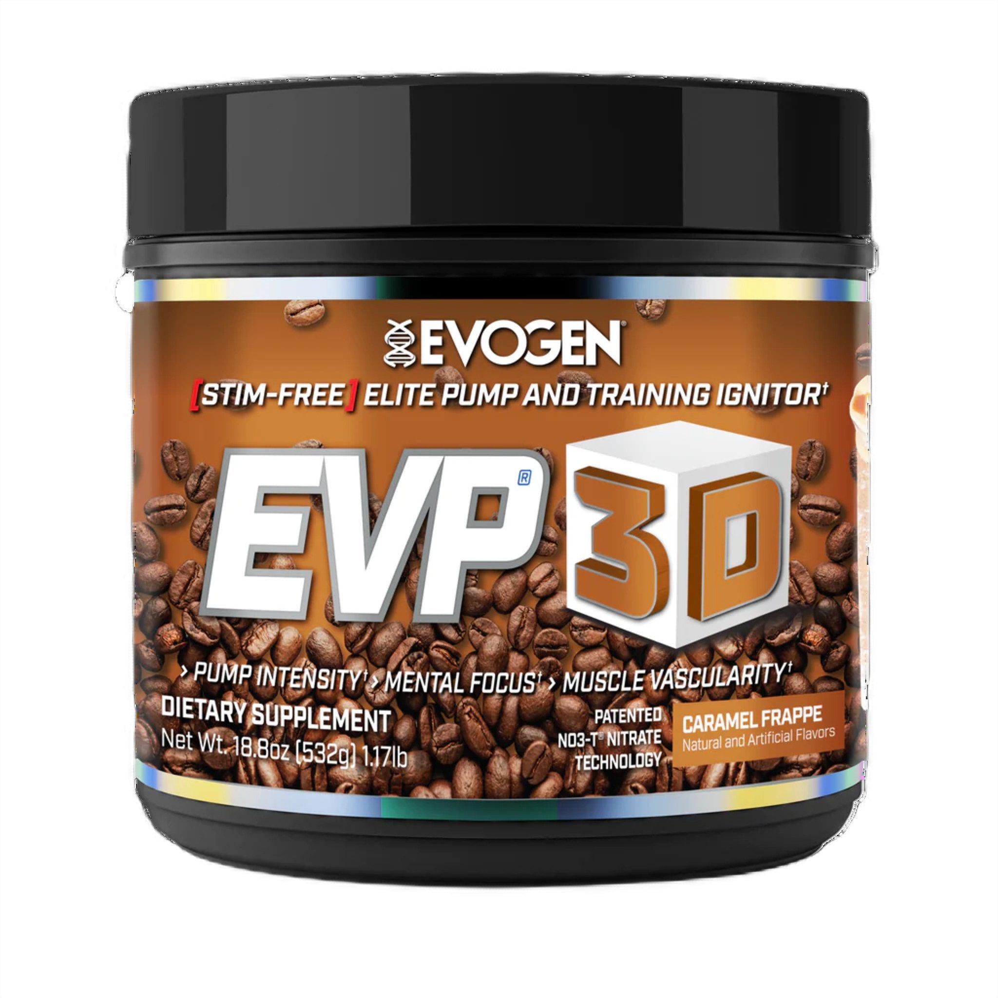 Pre-Workout fara cafeina, Evogen EVP 3D, Caramel Frappe, 532g