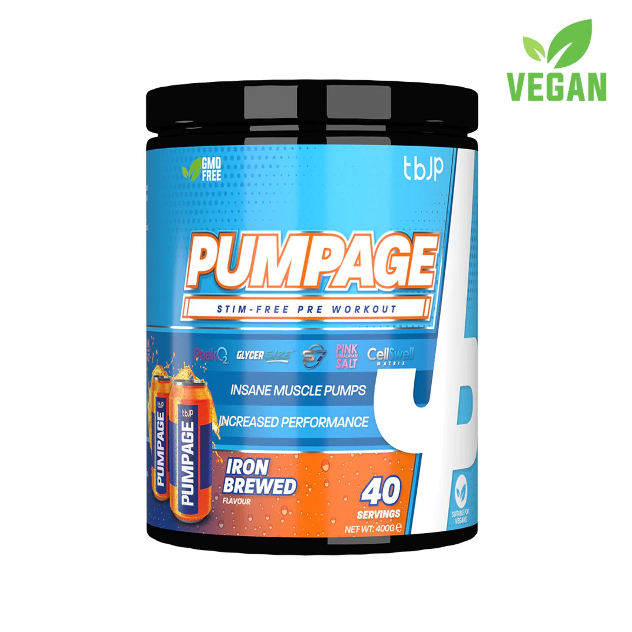 Pre-Workout fara Cafeina, Trained by JP, Pumpage, Stim-Free, tbJP, 400g
