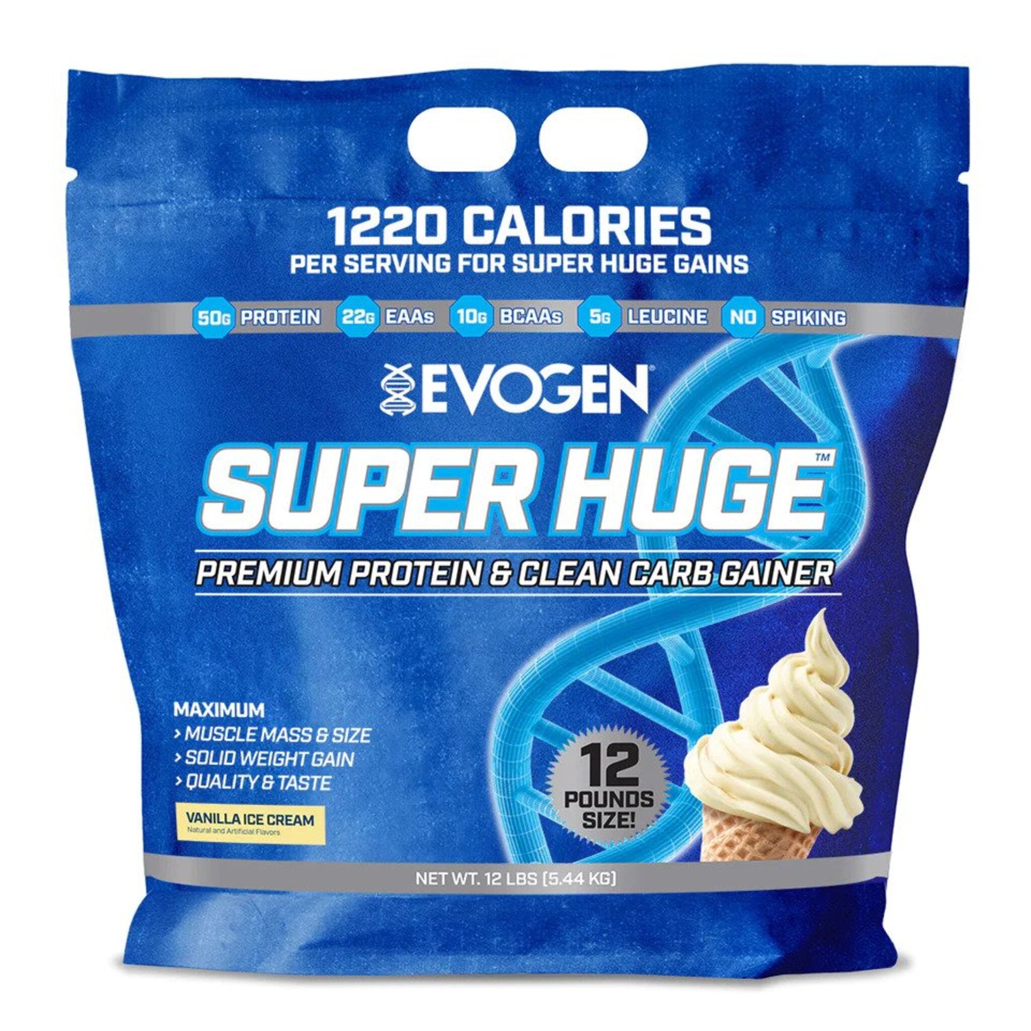 Proteina masa musculara, Evogen, Super Huge Premium Protein & Clean Carb Gainer, 5440g