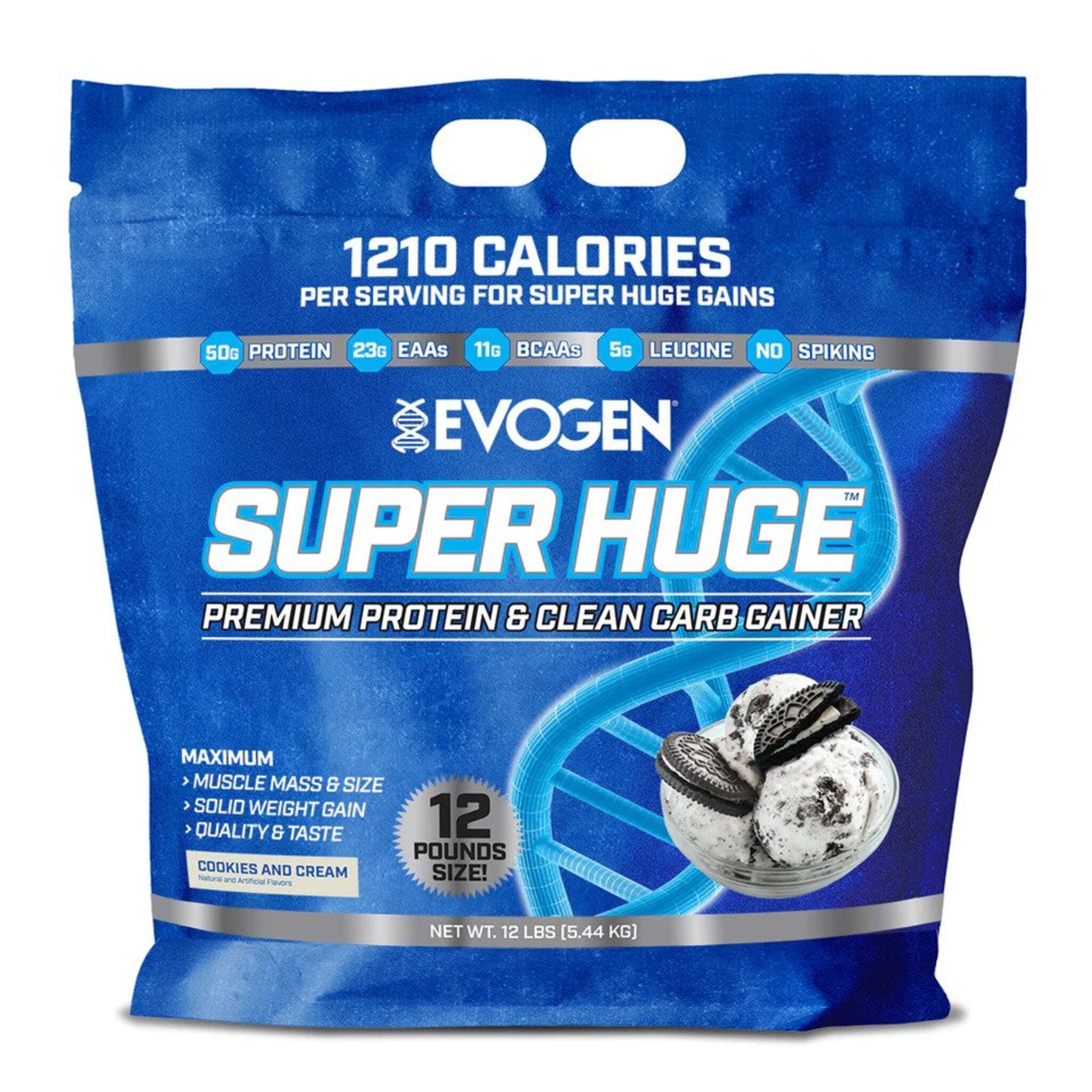 Proteina masa musculara, Evogen, Super Huge Premium Protein & Clean Carb Gainer, 5440g