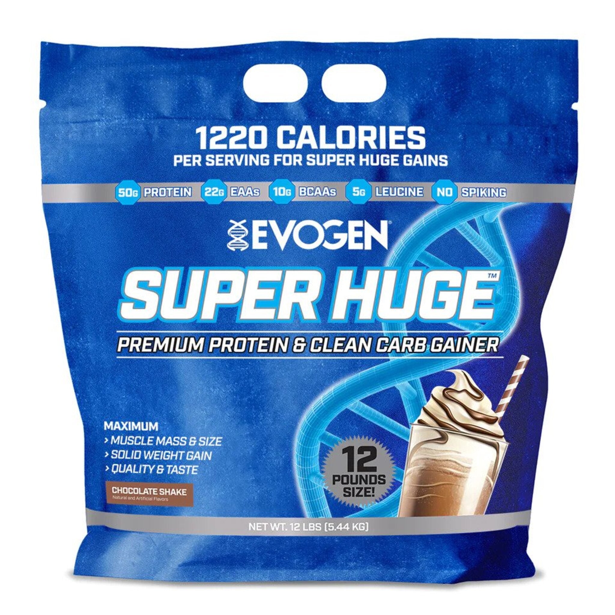 Proteina masa musculara, Evogen, Super Huge Premium Protein & Clean Carb Gainer, 5440g