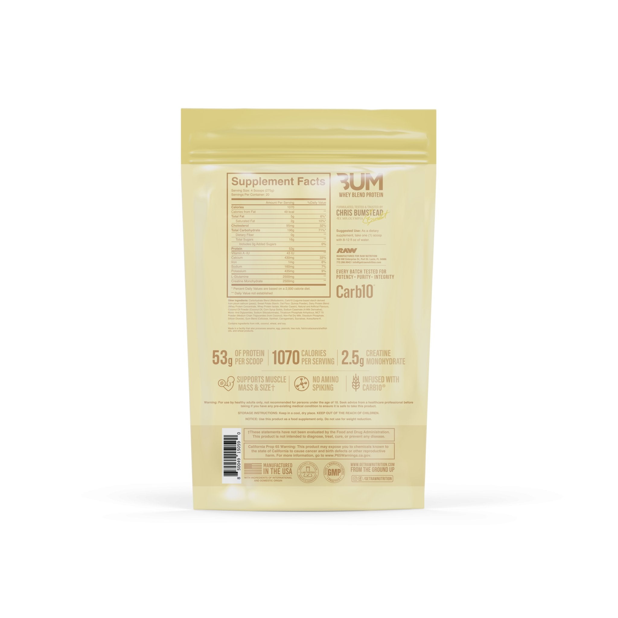 Proteina Masa Musculara, RAW Nutrition, CBUM Series, Mass Gainer, 5443g