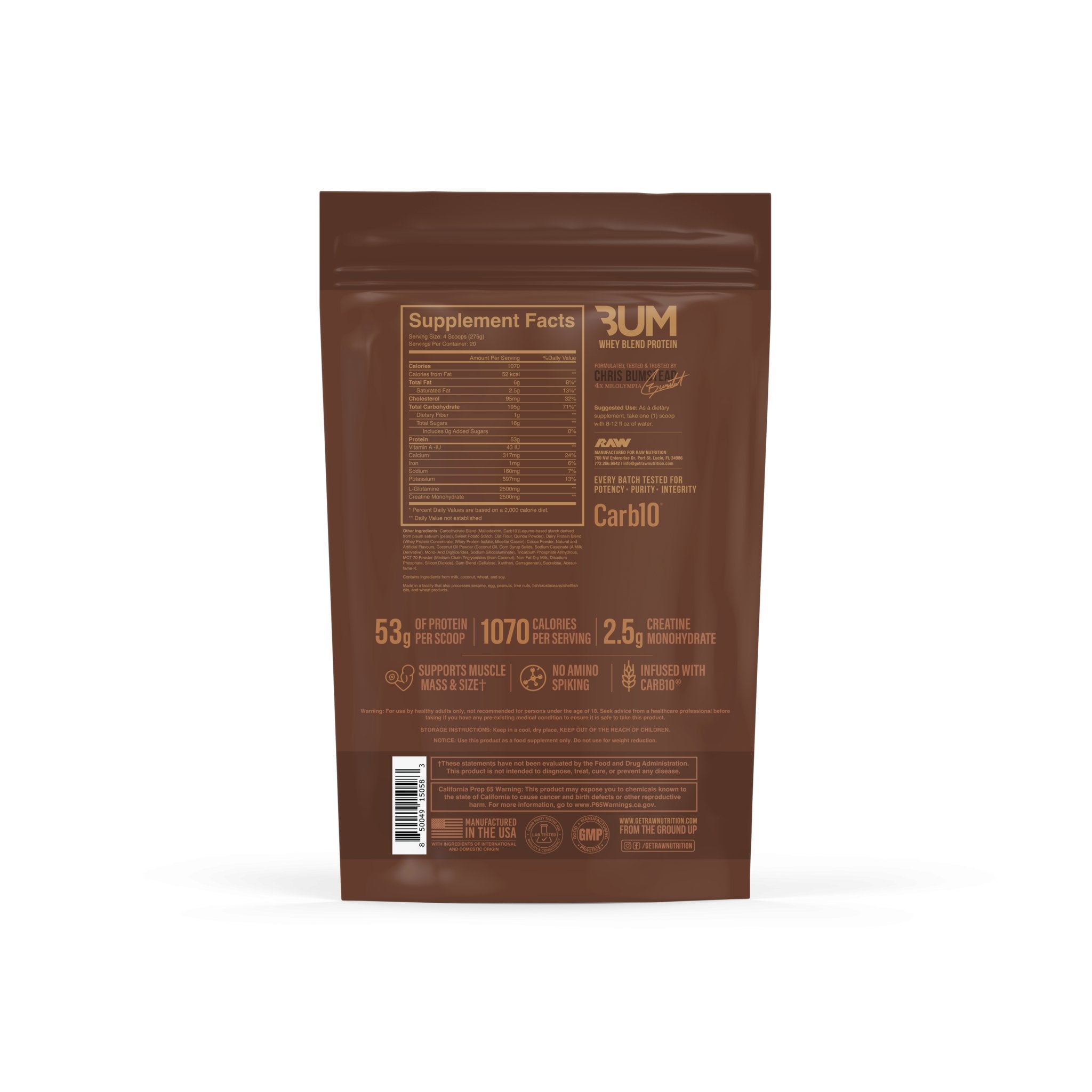 Proteina Masa Musculara, RAW Nutrition, CBUM Series, Mass Gainer, 5443g