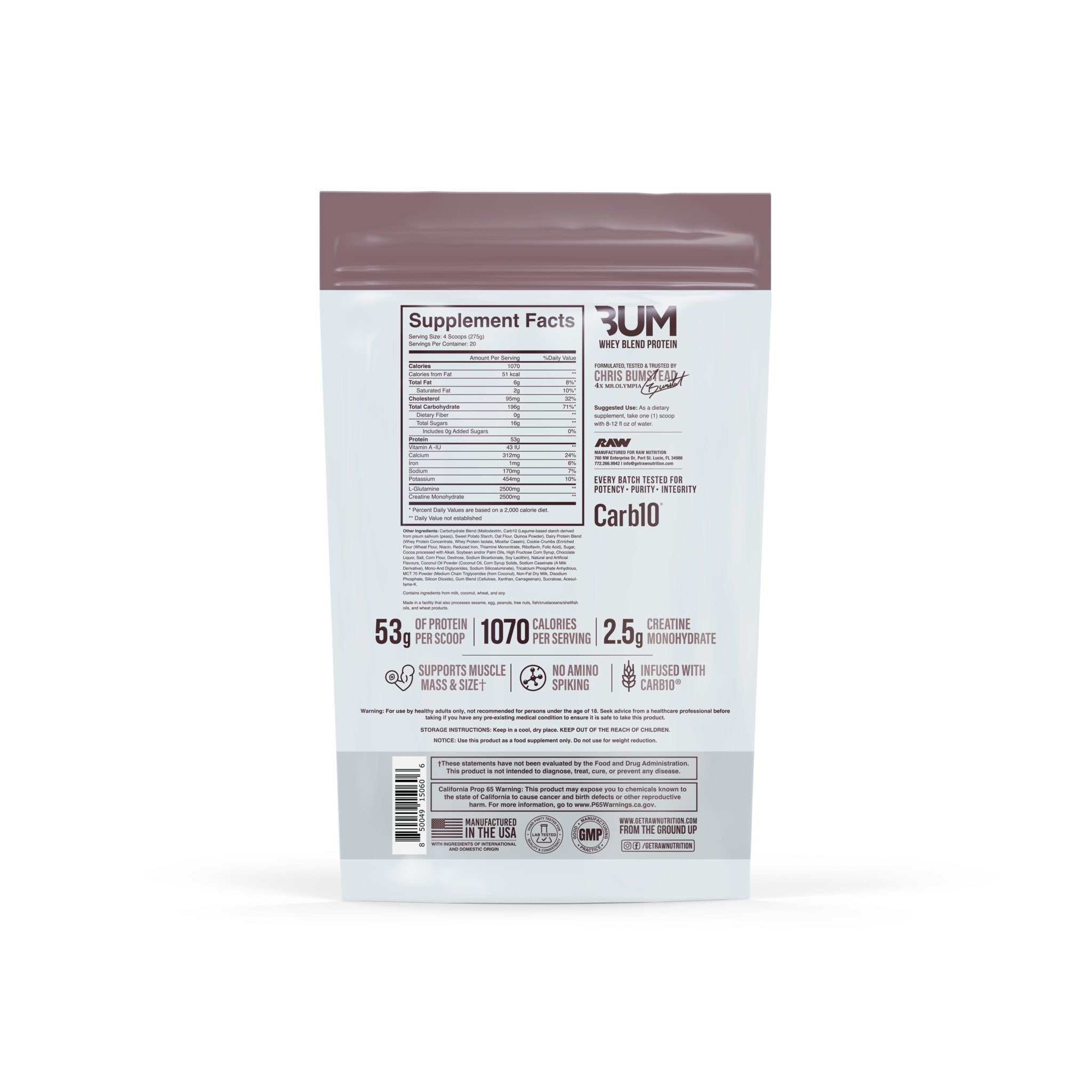 Proteina Masa Musculara, RAW Nutrition, CBUM Series, Mass Gainer, 5443g