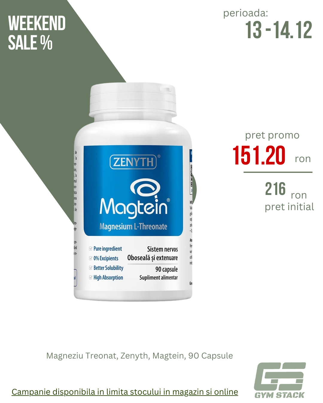 Magneziu Treonat, Zenyth, Magtein, 90 Capsule