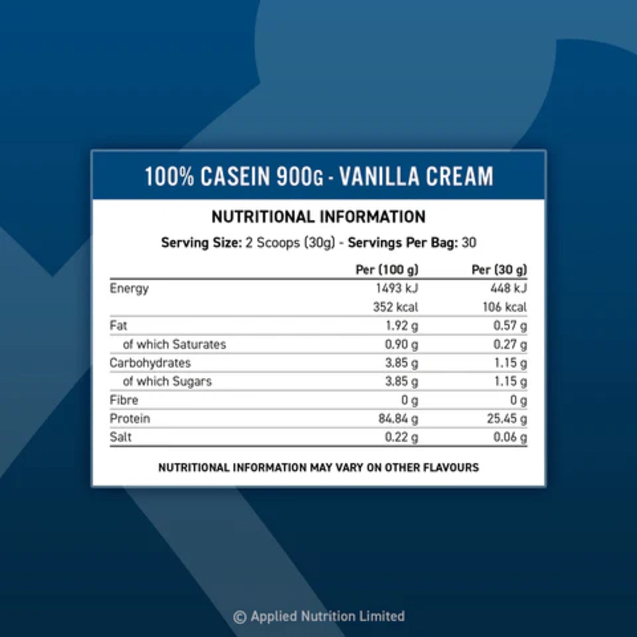 Cazeina, Applied Nutrition, 100% Casein Protein, 900g
